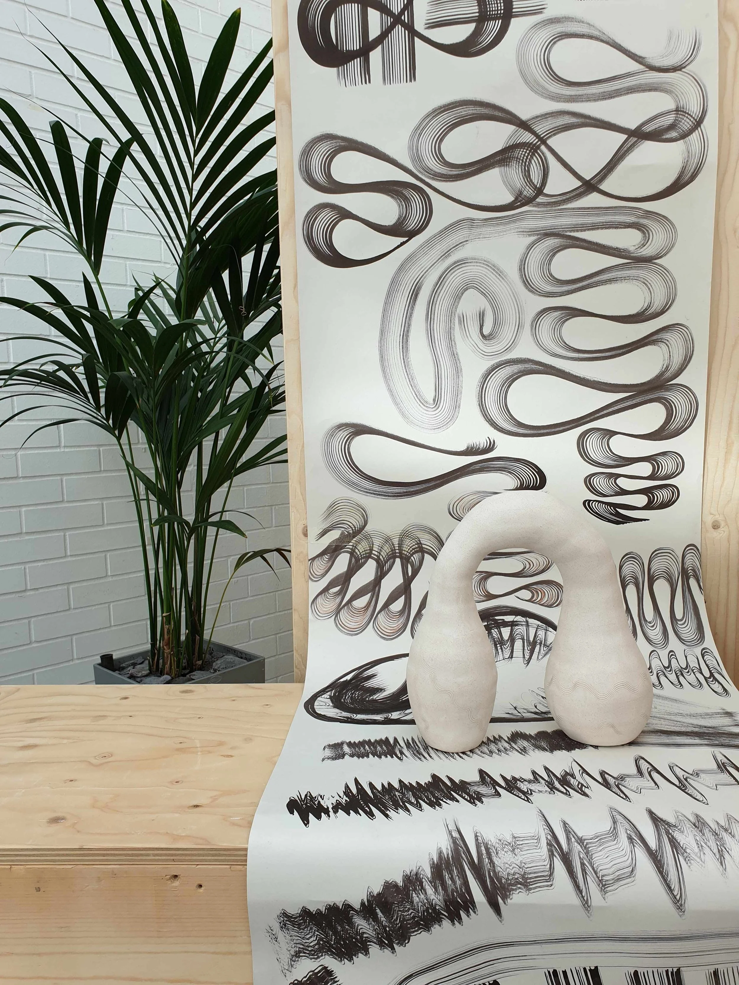 My only white earthenware sculpture on display in the progress show - Autumn 2021