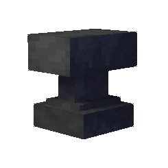 A pixelated, blocky anvil, resembling a Minecraft object, with a dark gray handle and a lighter gray top.