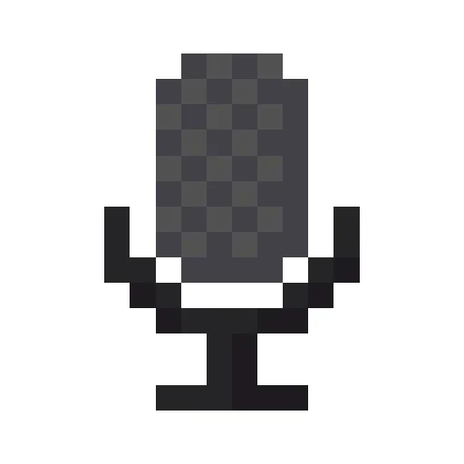 Pixel art microphone icon on a black background.