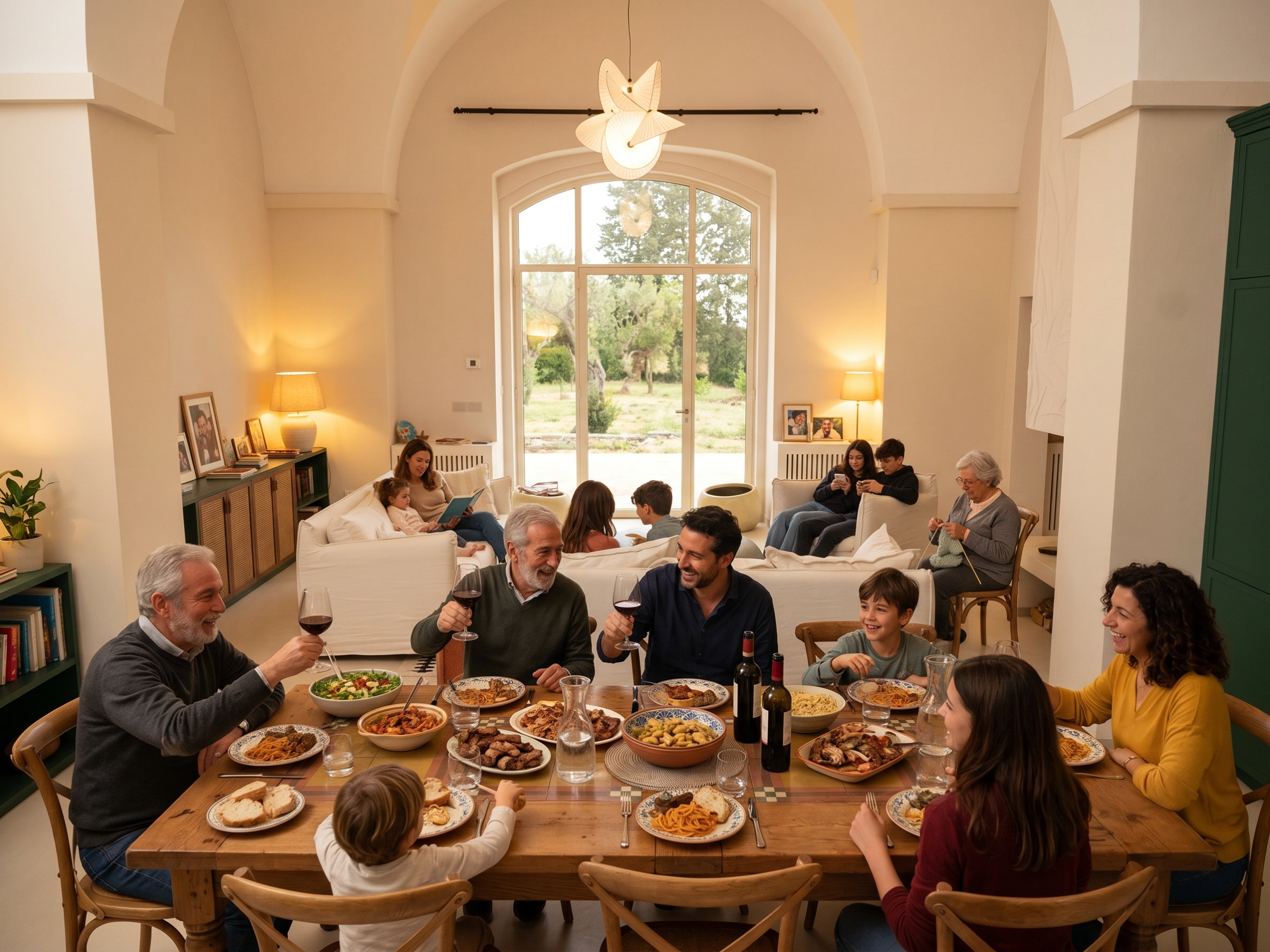 Family dinner at Masseria Coucou, Puglia