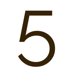 Large black number five on a white background