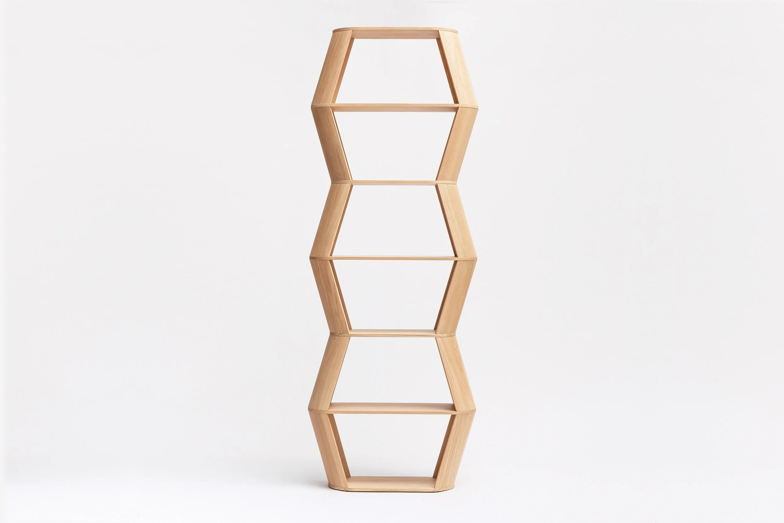Loft sculptural and graphic bookshelf front view
