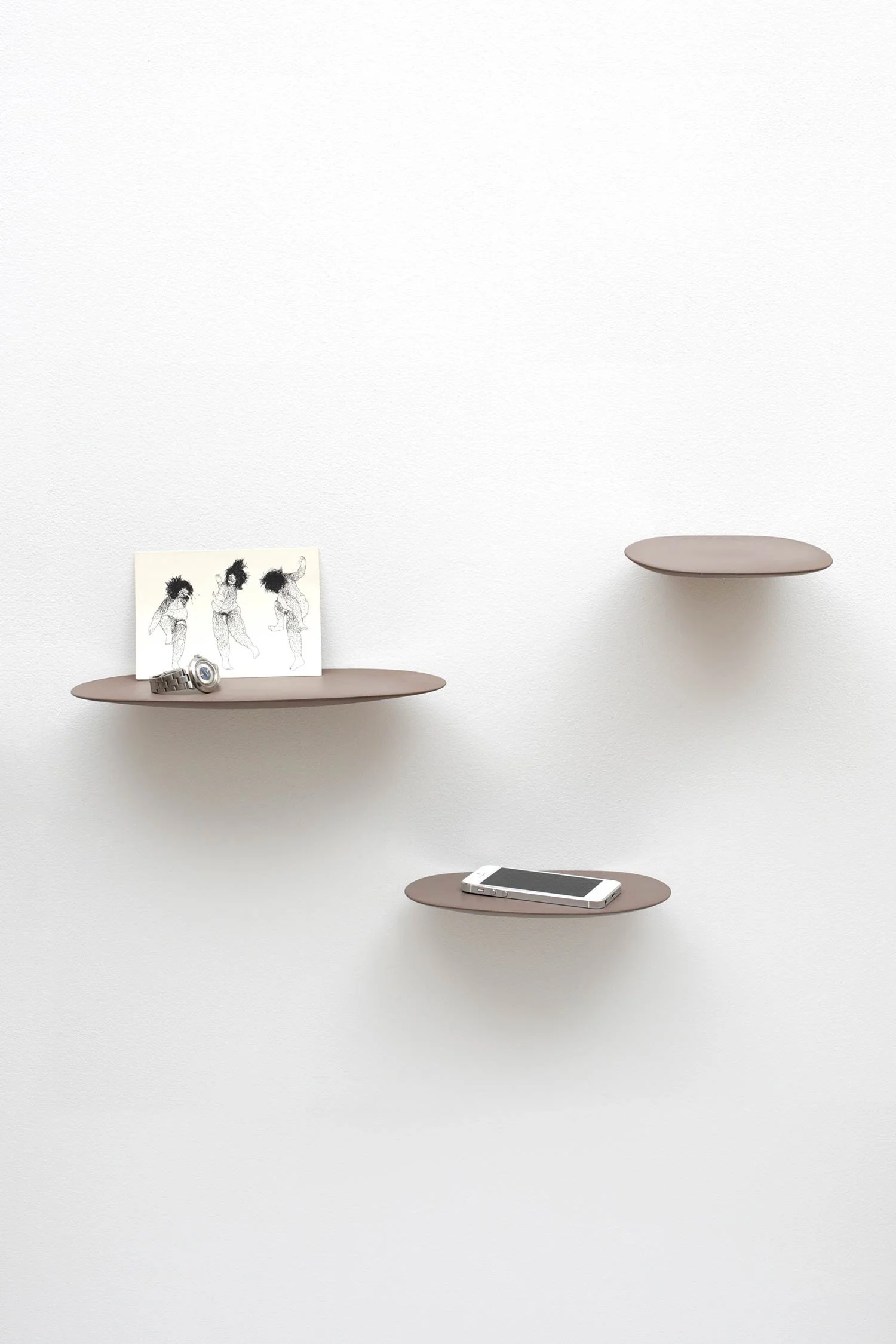 3 shapes thin wall shelves in brown