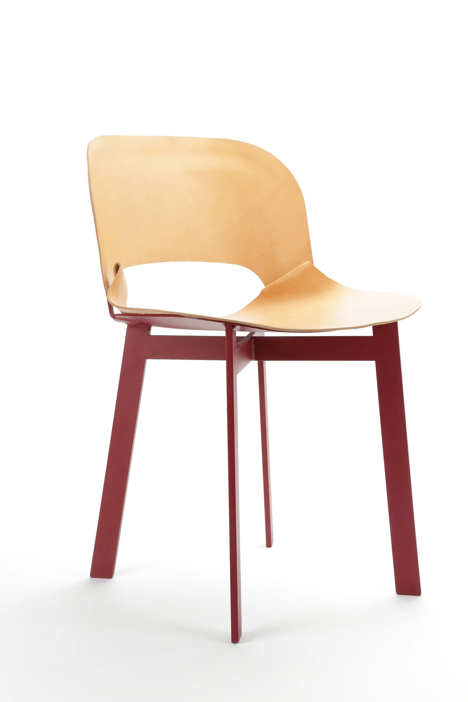 aluminum and folded leather chair