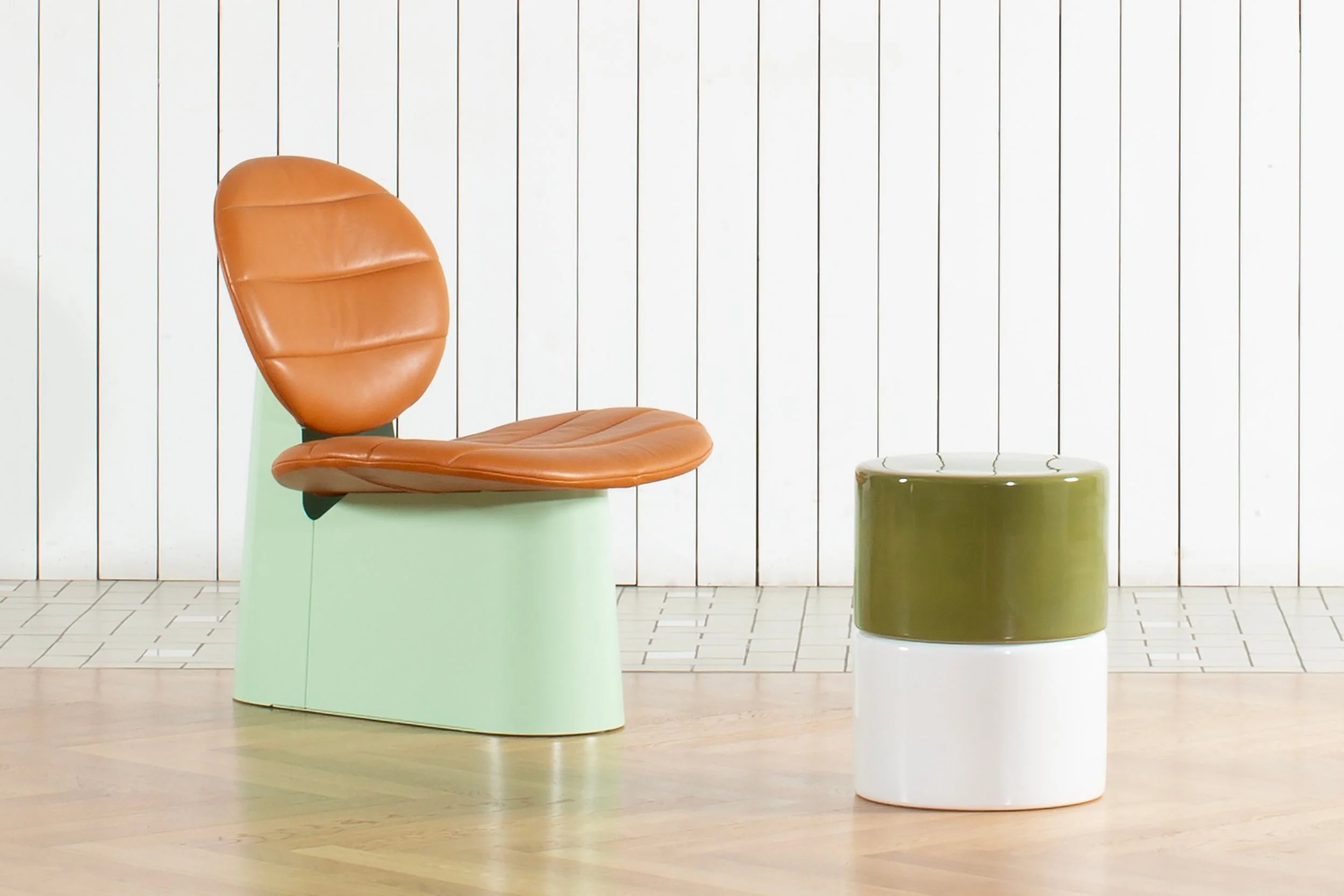 Pilota lounge chair with cognac leather