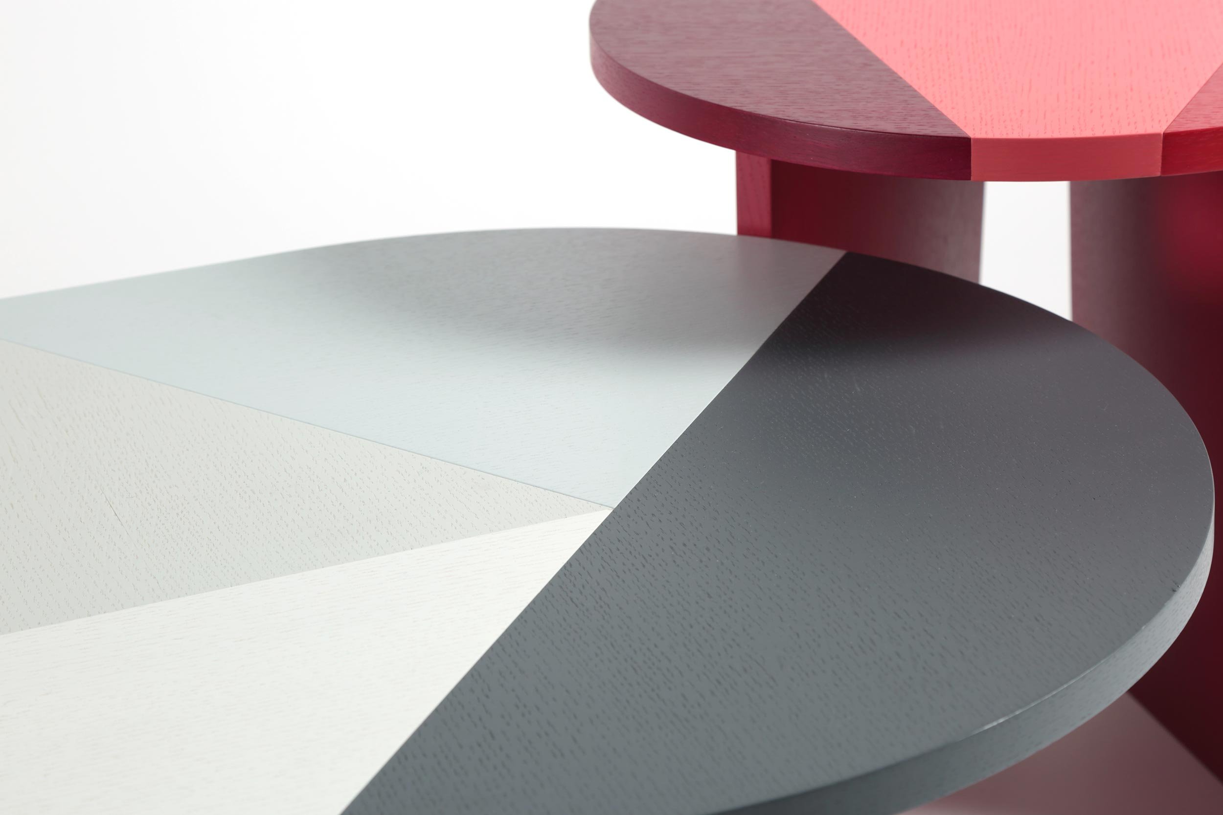 Detail of the top marquetry patterns of the coffee tables