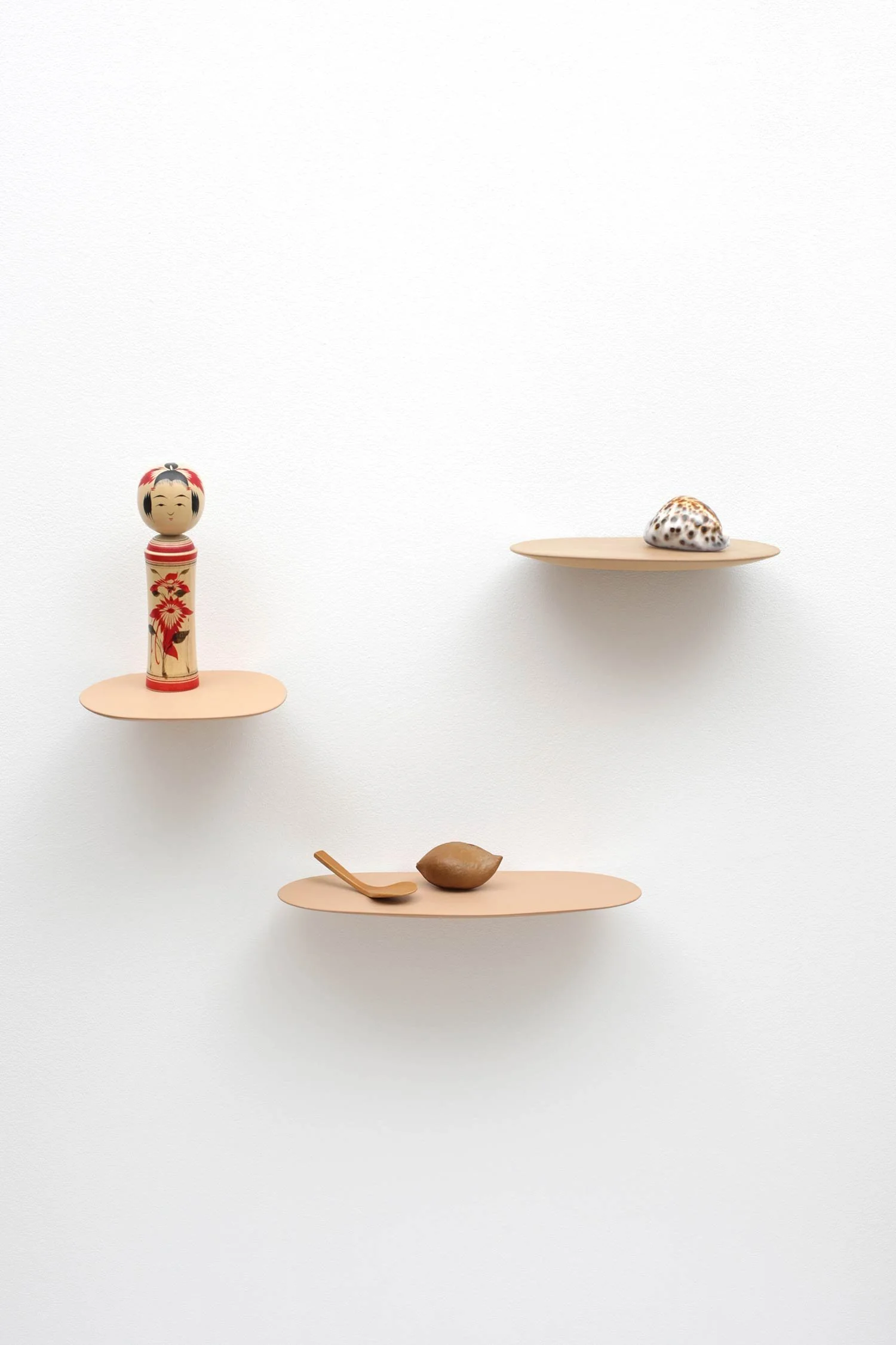 Beige thin wall shelves