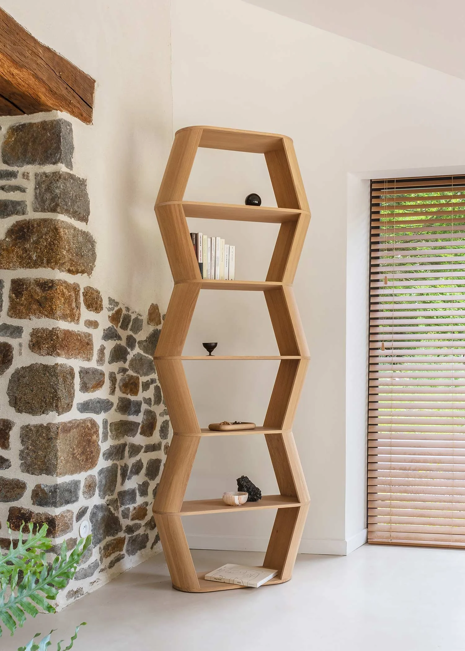 Loft sculptural and graphic bookshelf