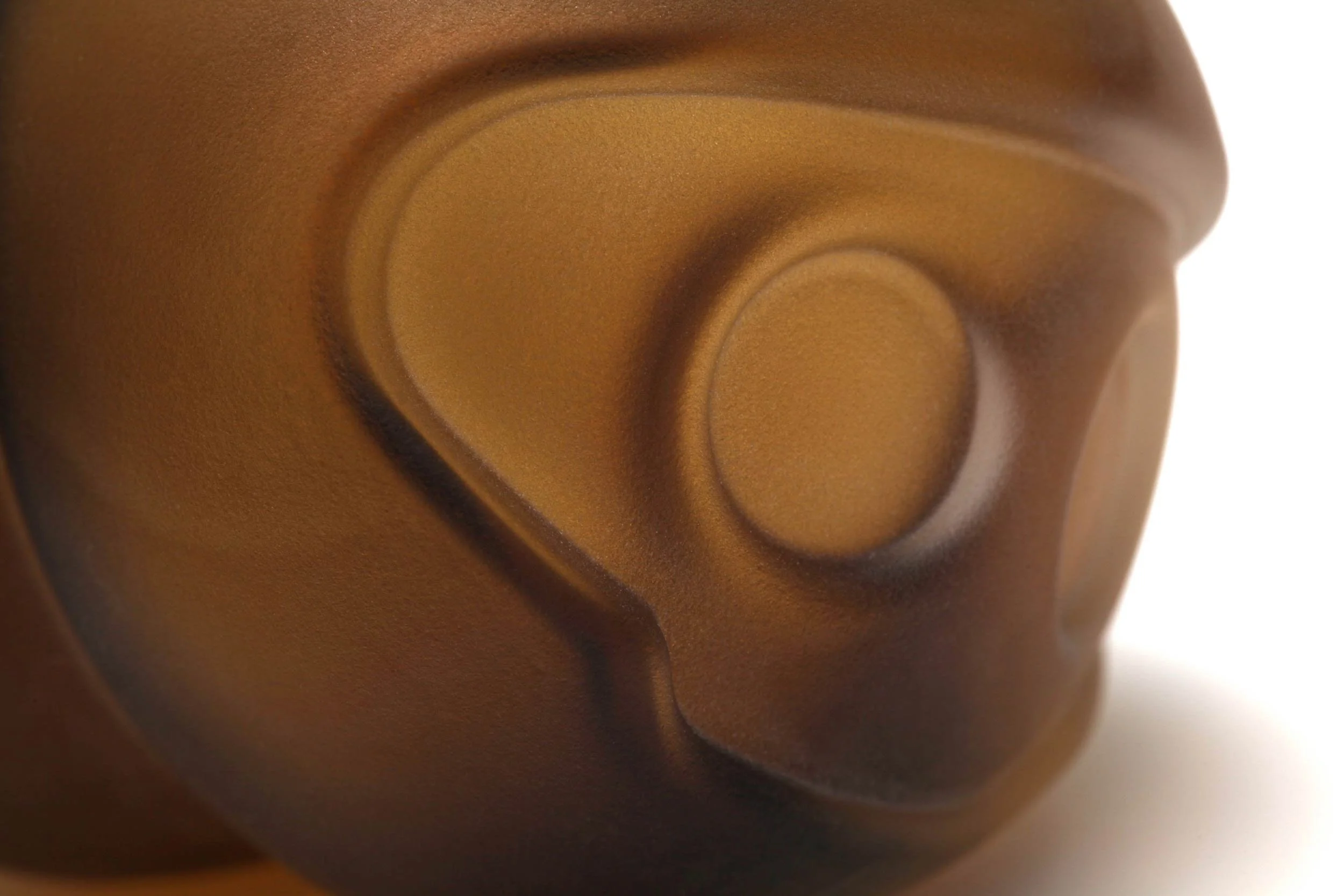 detail of the mountains super-hero blown glass ornament