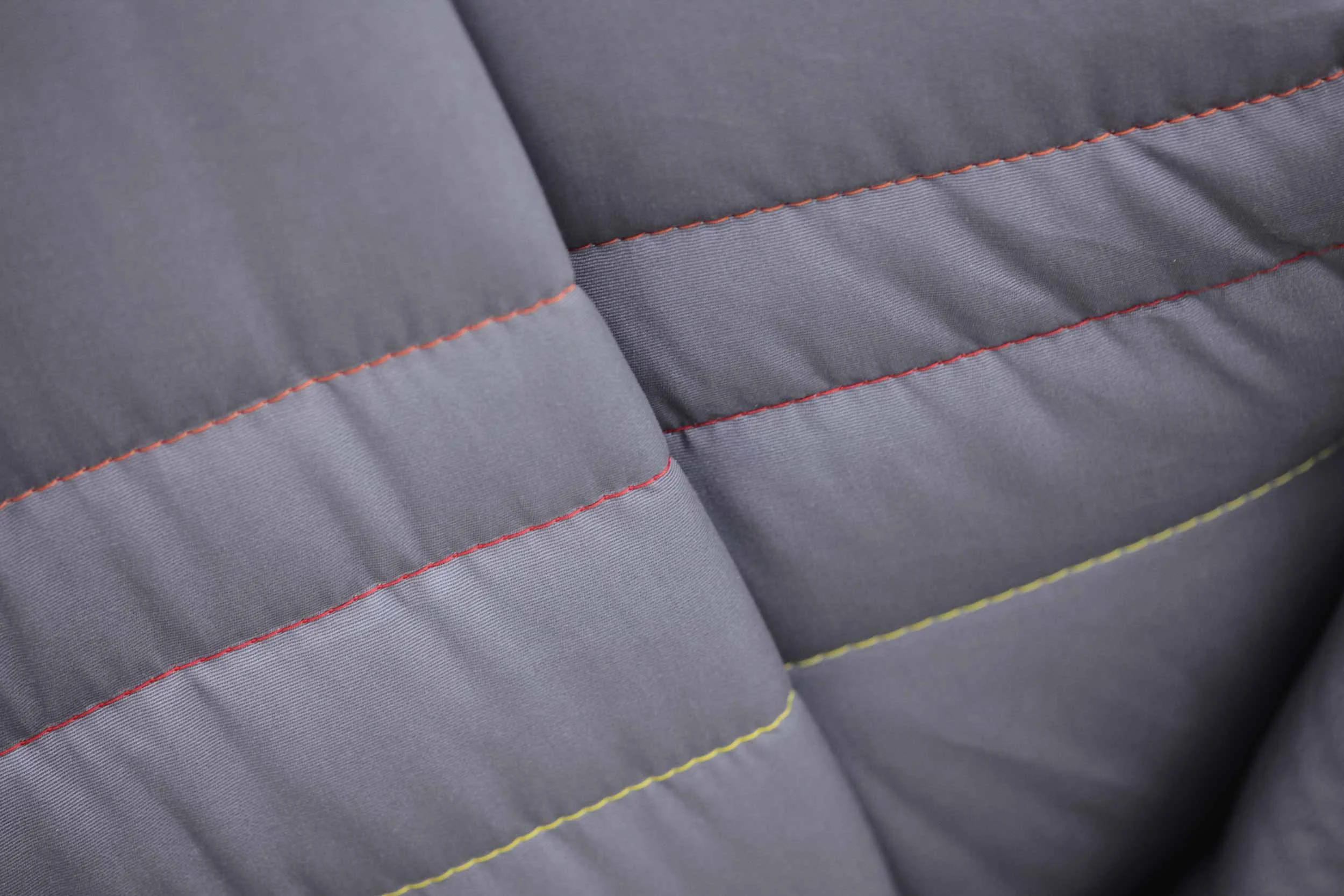 Detail of the coloured seams