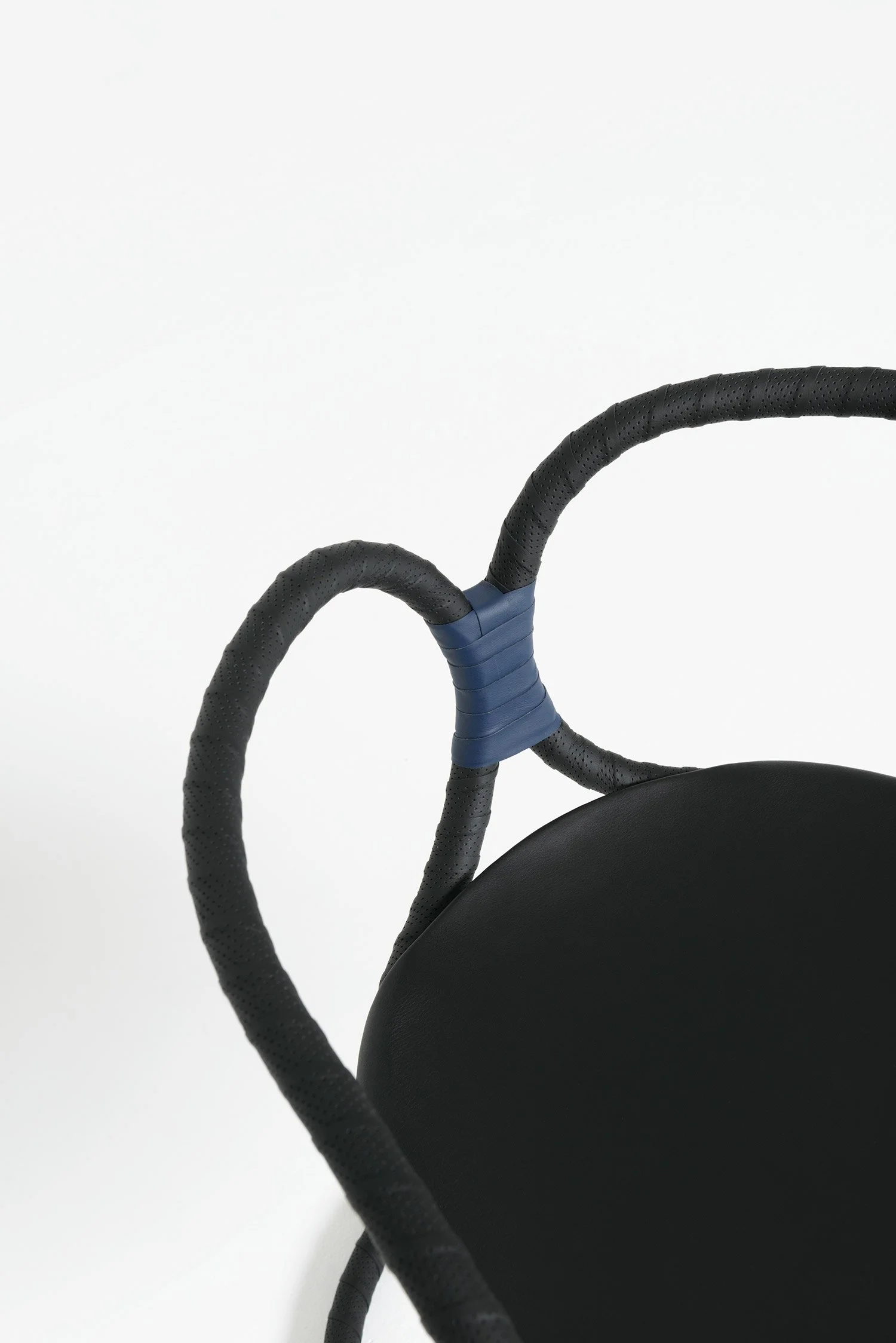 Details of the leather handlebar tape backrest