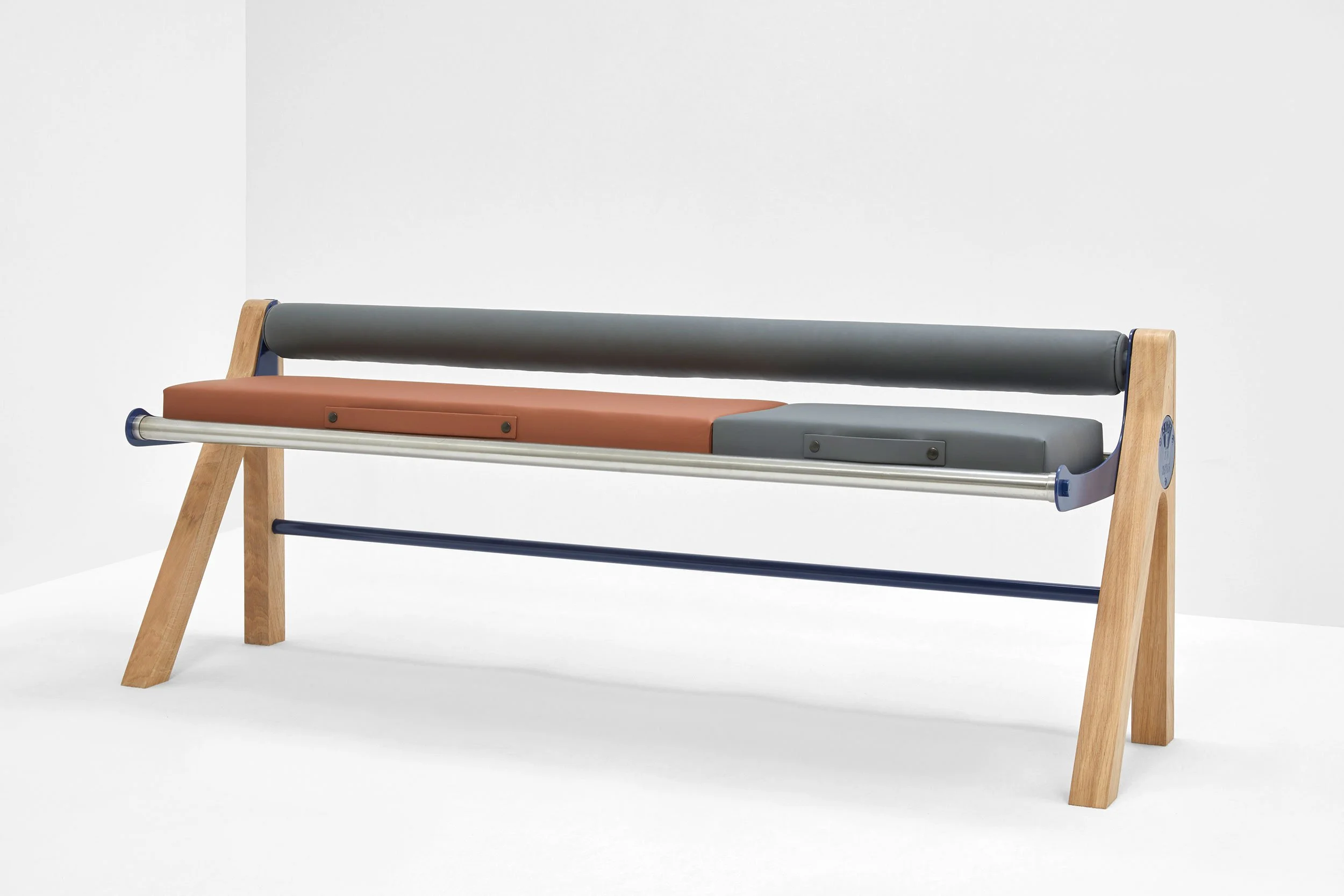 Bench made of old train luggage storage