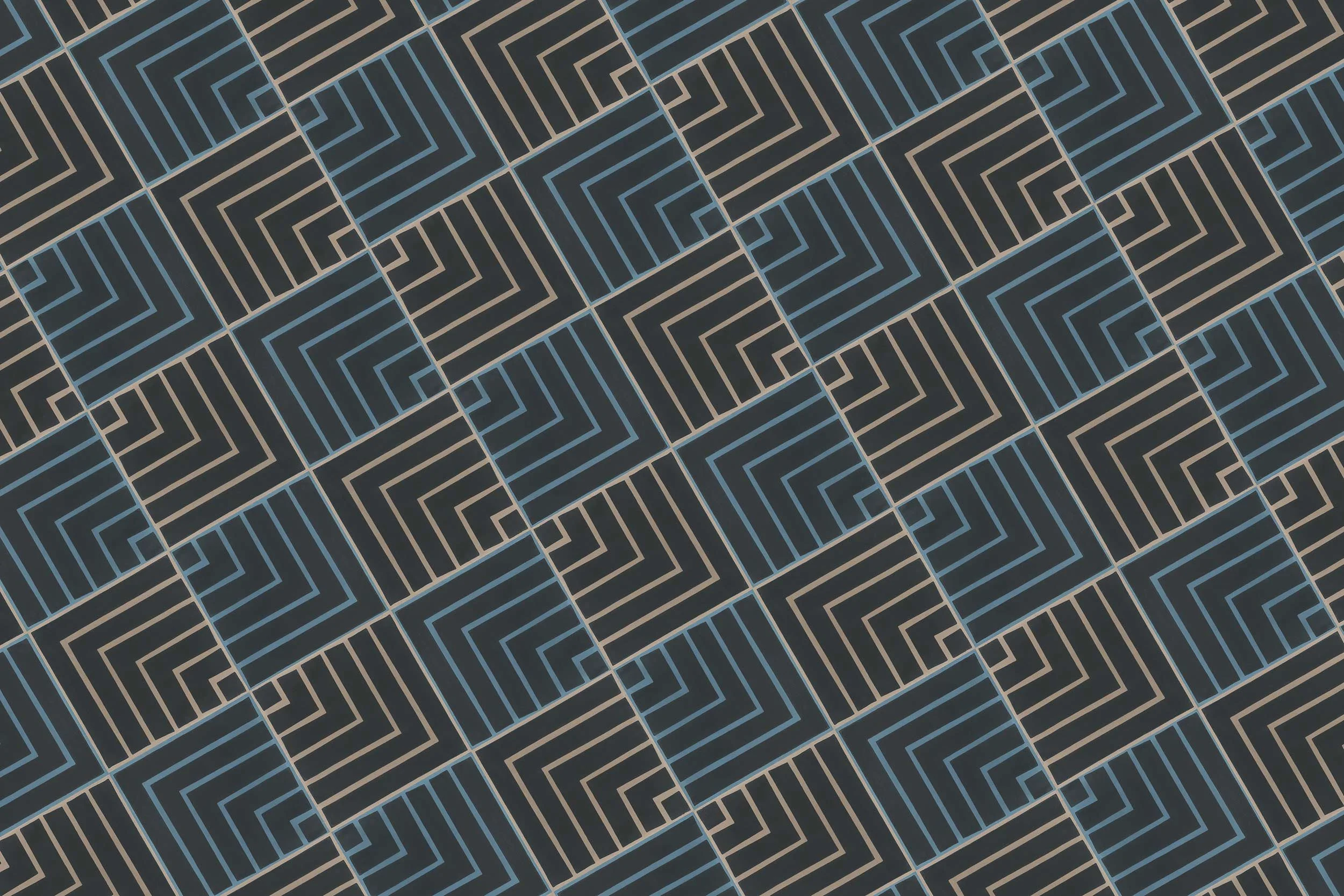 A grey and blue with a black background composition