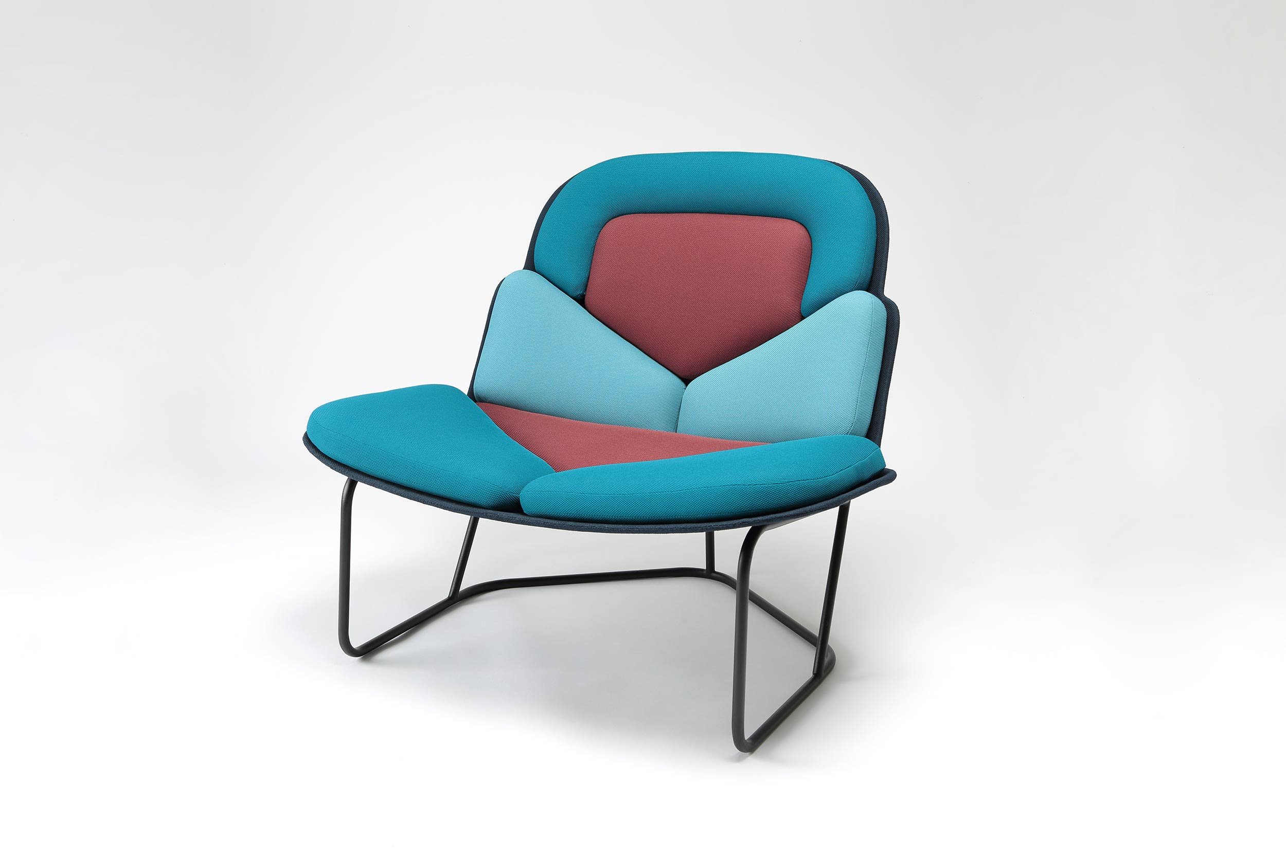 Graphic padded lounge chair with different colours