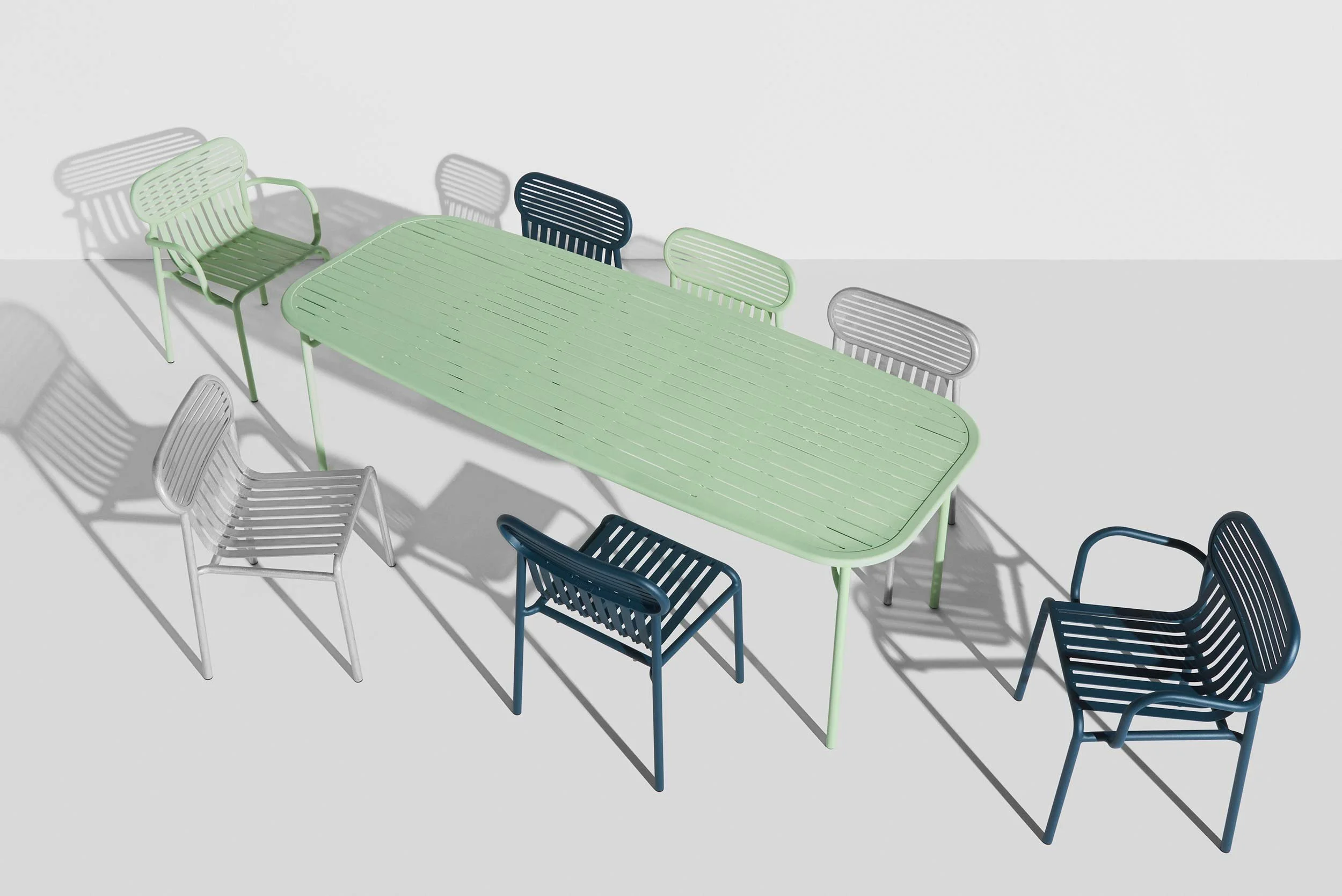 Dining table from Week-end aluminium outdoor collection for Petite Friture