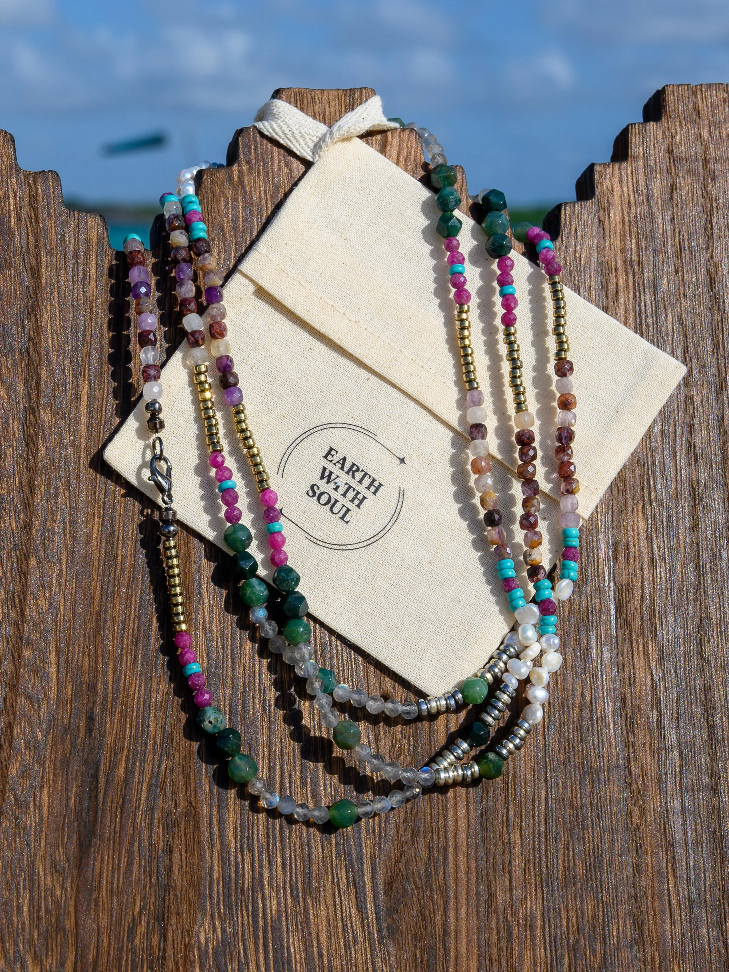 NR. 36 
Extra long necklace*Ruby*Turquoise*Silver Heshi*Moss Agate*Amethyst
