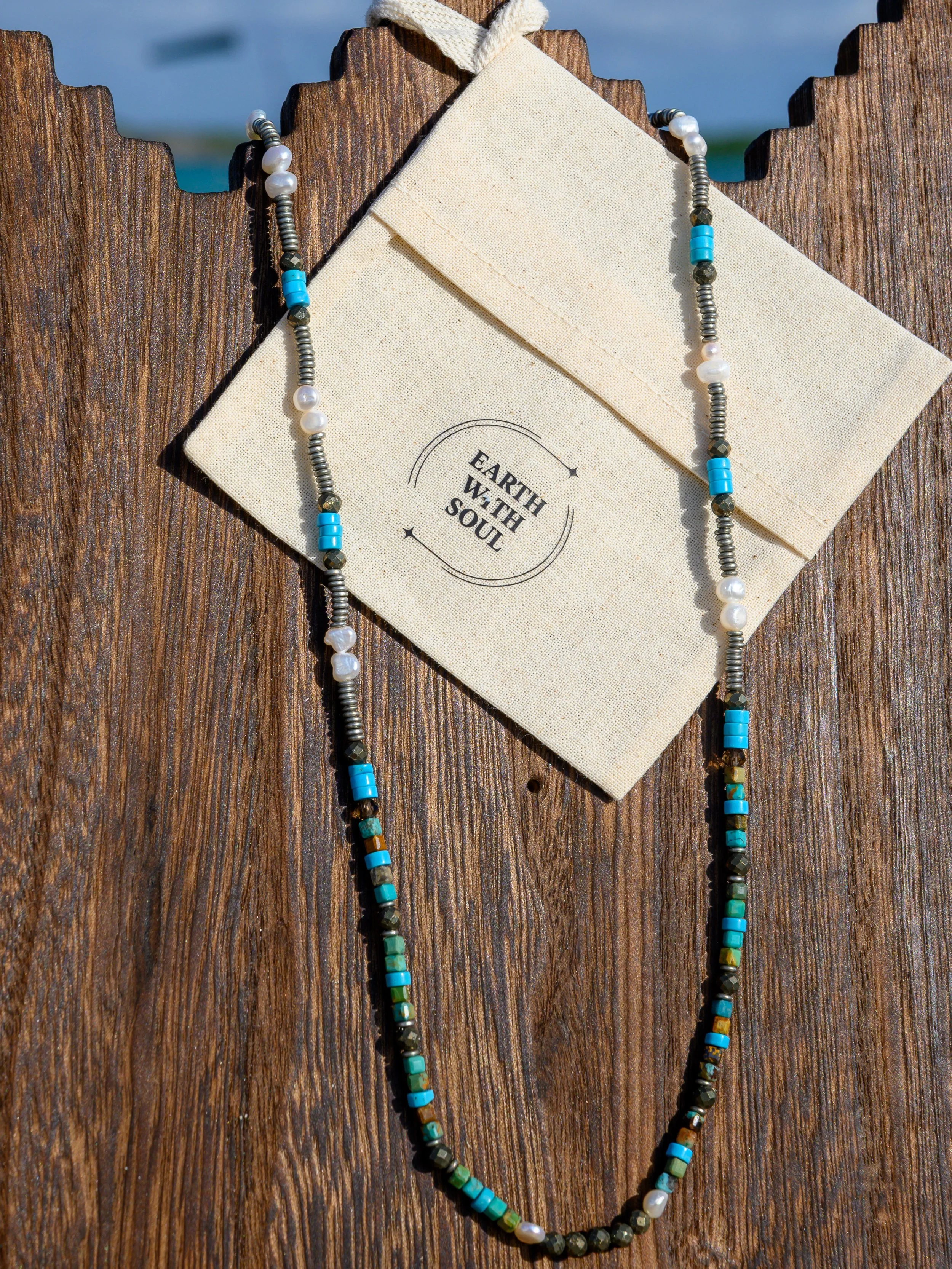 NR. 10 
Natural Turquoise*Pyrite*Silver Heshi*Fresh Water Pearl