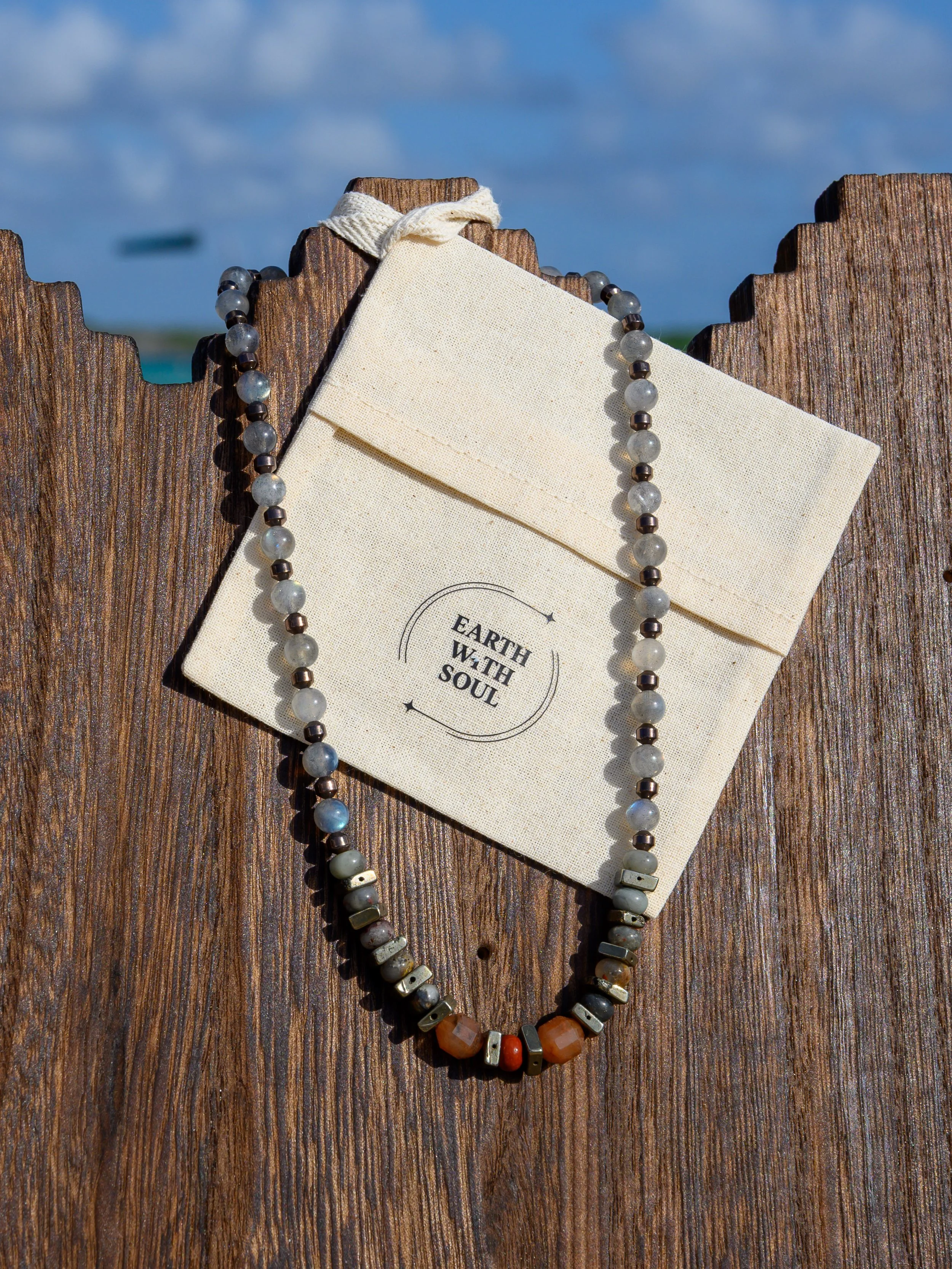 NR. 24 
Labradorite*Square Pyrite*Brass Spacer beads