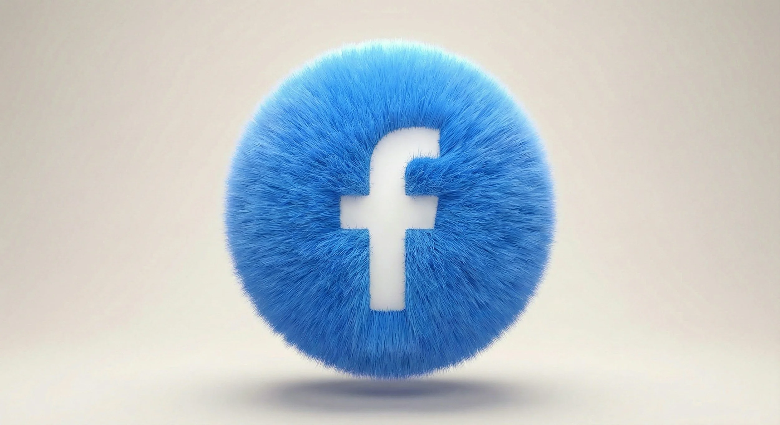 Facebook logo represented as a blue furry sphere with the white 'f' in the center.