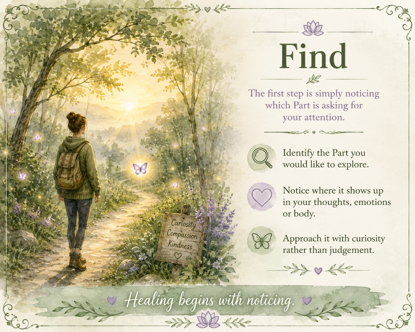 Mindful journey through nature's path illustration