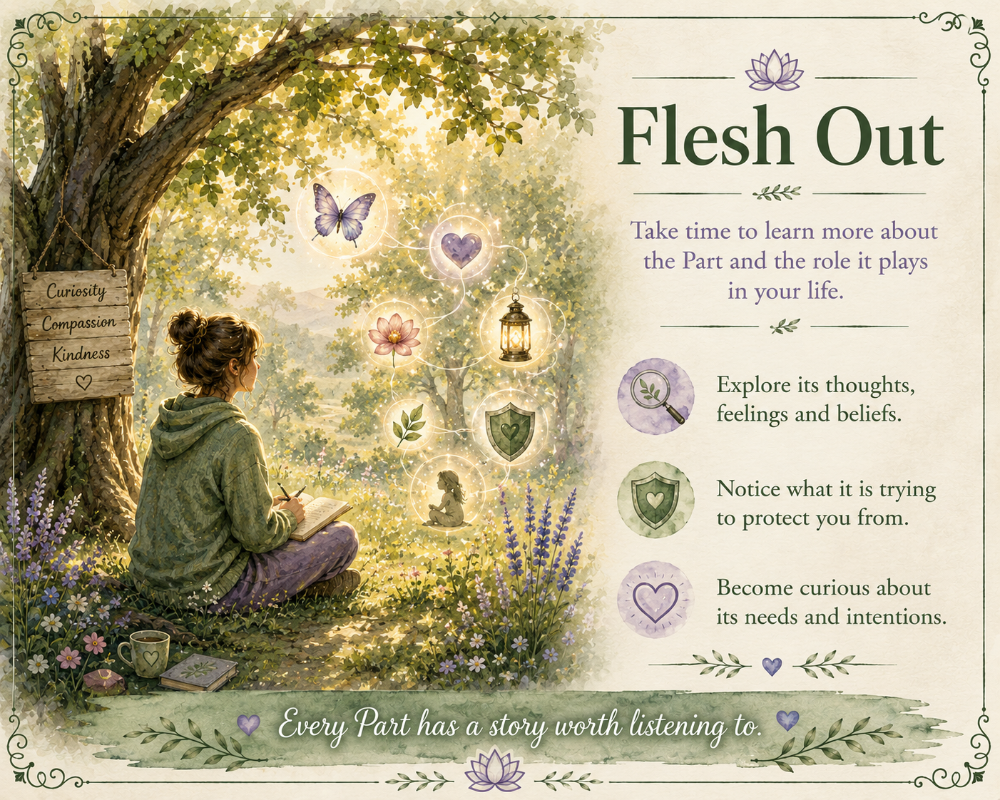 Curiosity and compassion in nature Illustration