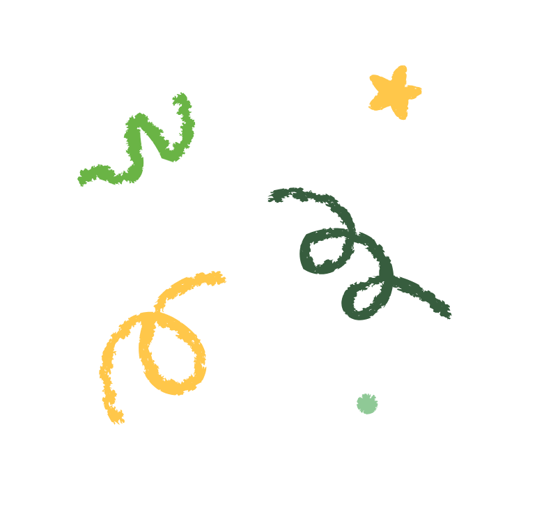 Colorful curly lines and star shape on a black background