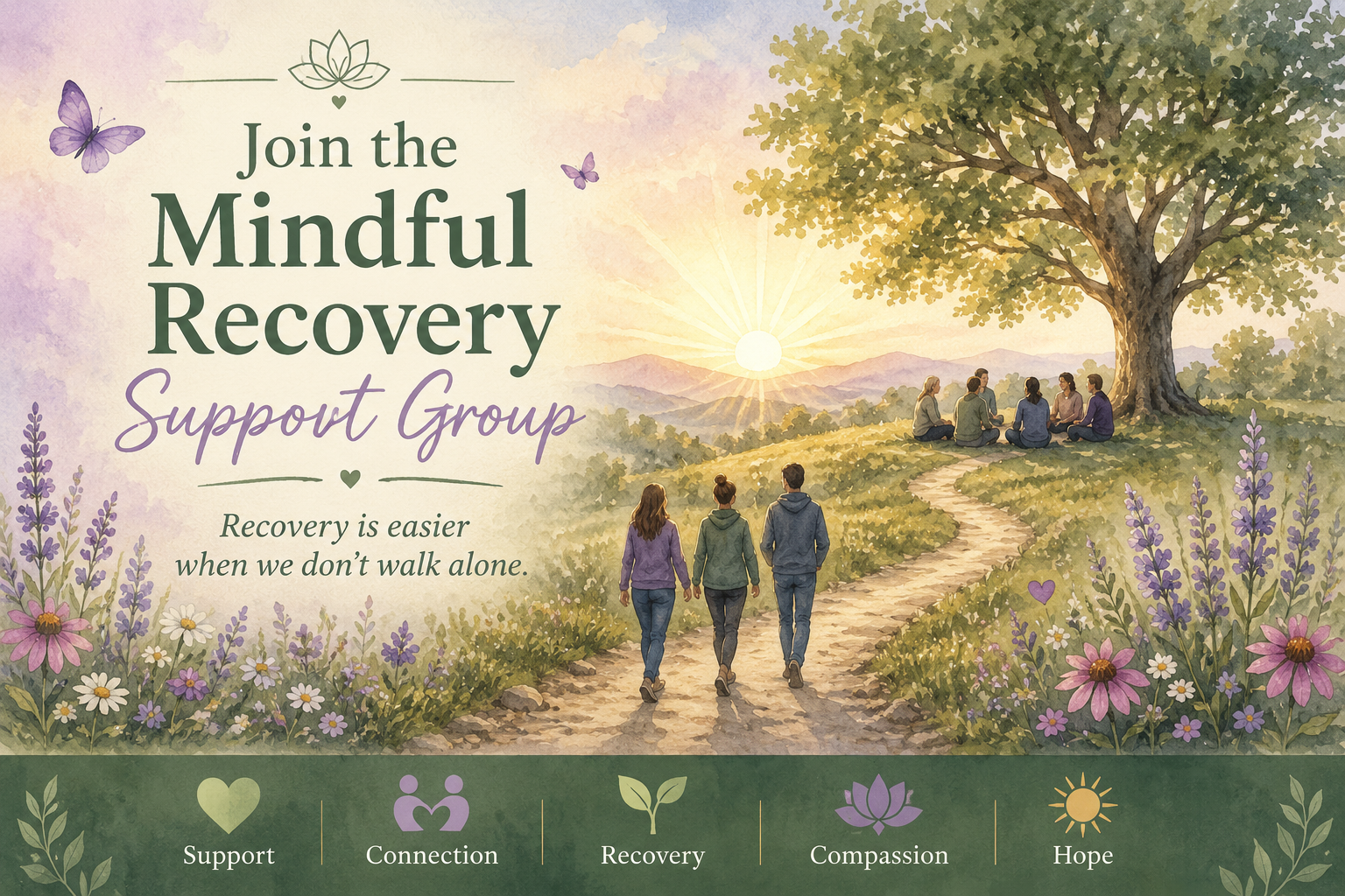 Mindful Recovery Support Group Illustration
