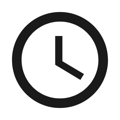 Icon of a clock showing the time as 3:00.
