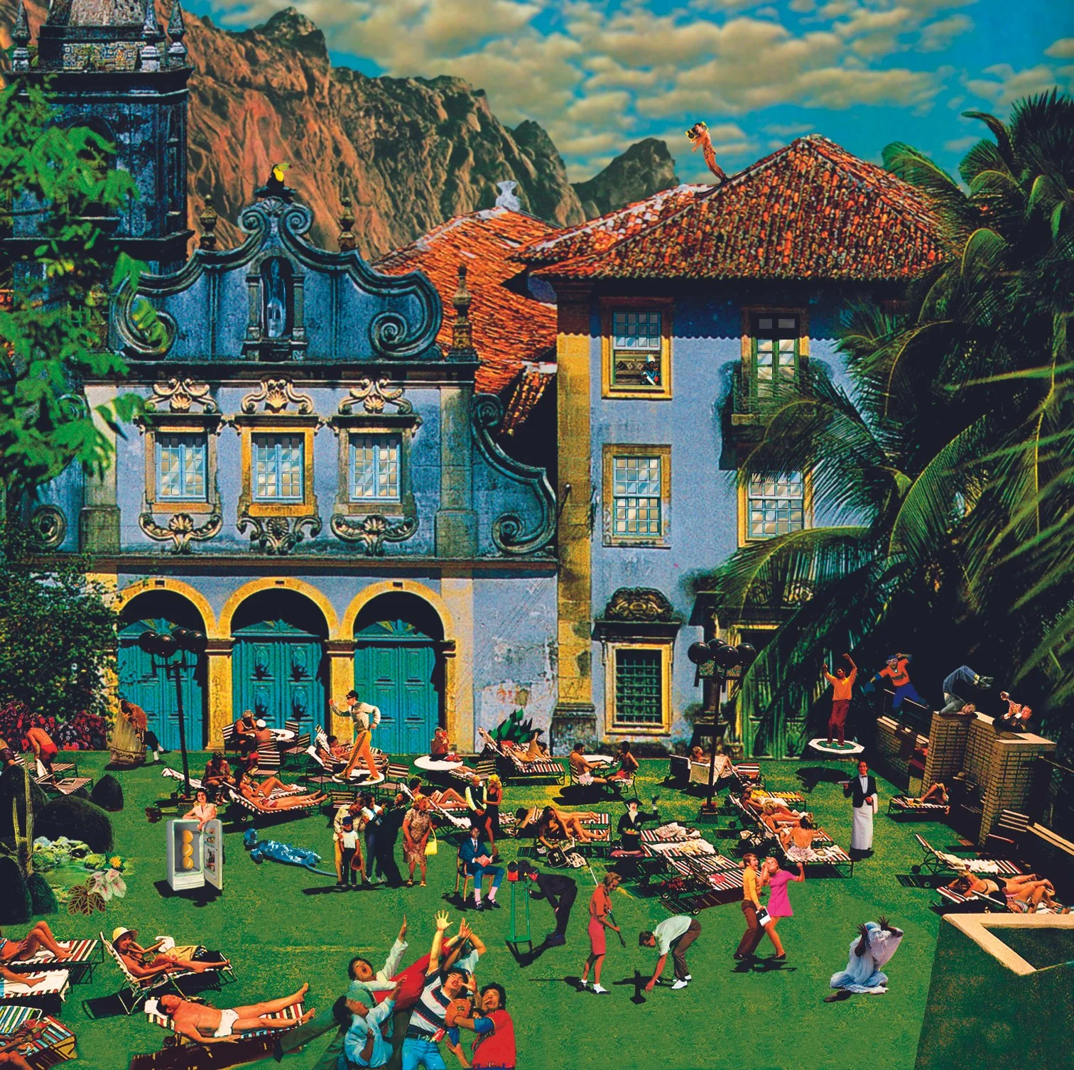 collage vintage colorfull ethnic flowers dada surrealism