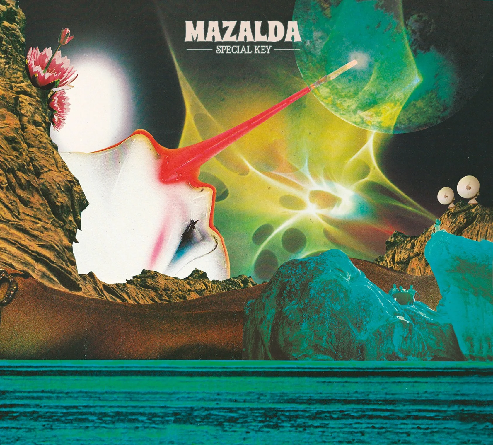 collage woman vintage colorfull space surrealism flowers planet technology mazalda