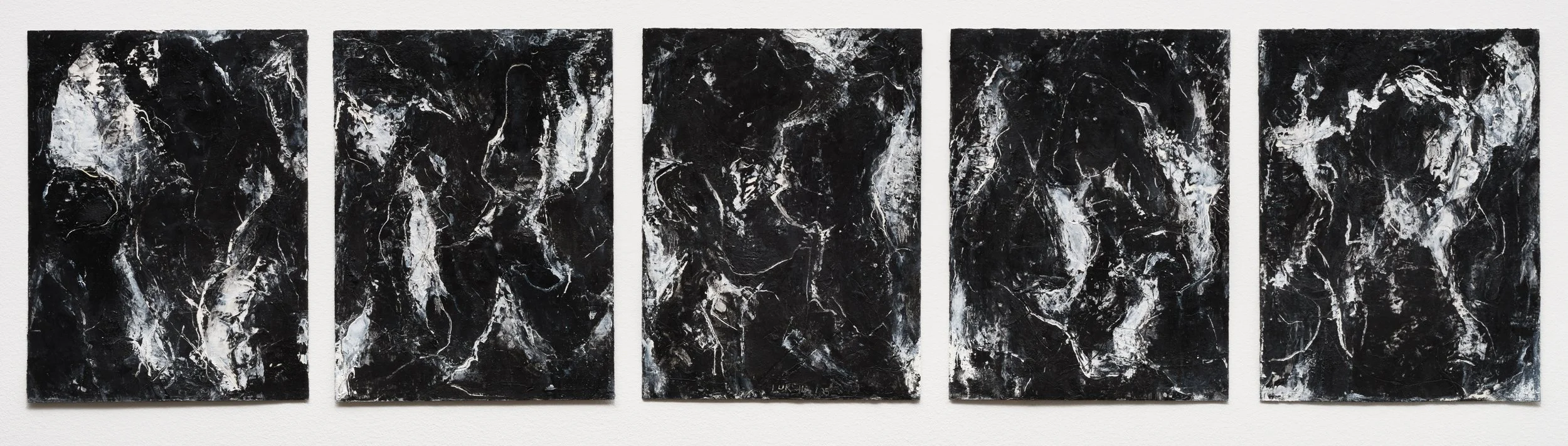 "Kapicitta"  2025  45" X 12"                                                        Oil, Wax, & Mediums/ Paper/Plywood Panels      Photo by Rachel Topham Photography