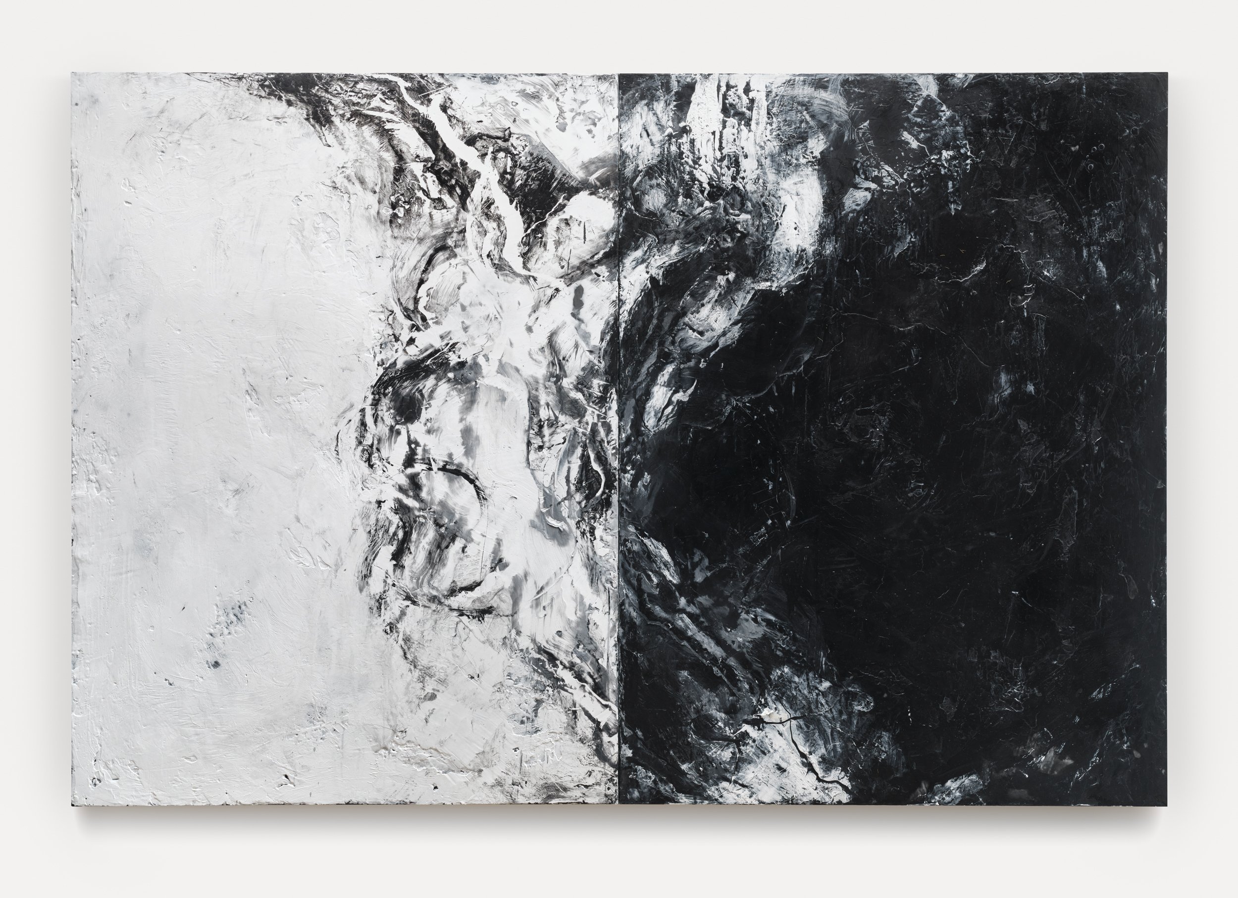 "Collision - Emotional Release"  2025                                                                              Oil, Wax, & Mediums/ Plywood Panels 72 "X 48"   Photo by: Rachel Topham Photography