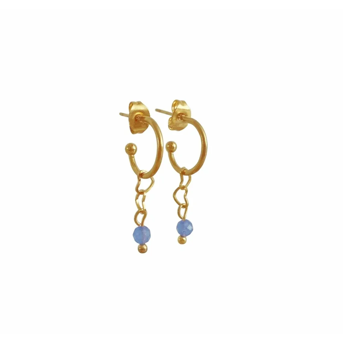 Oorringetjes Hartjes & Blauwe Aventurijn - Goud.webp