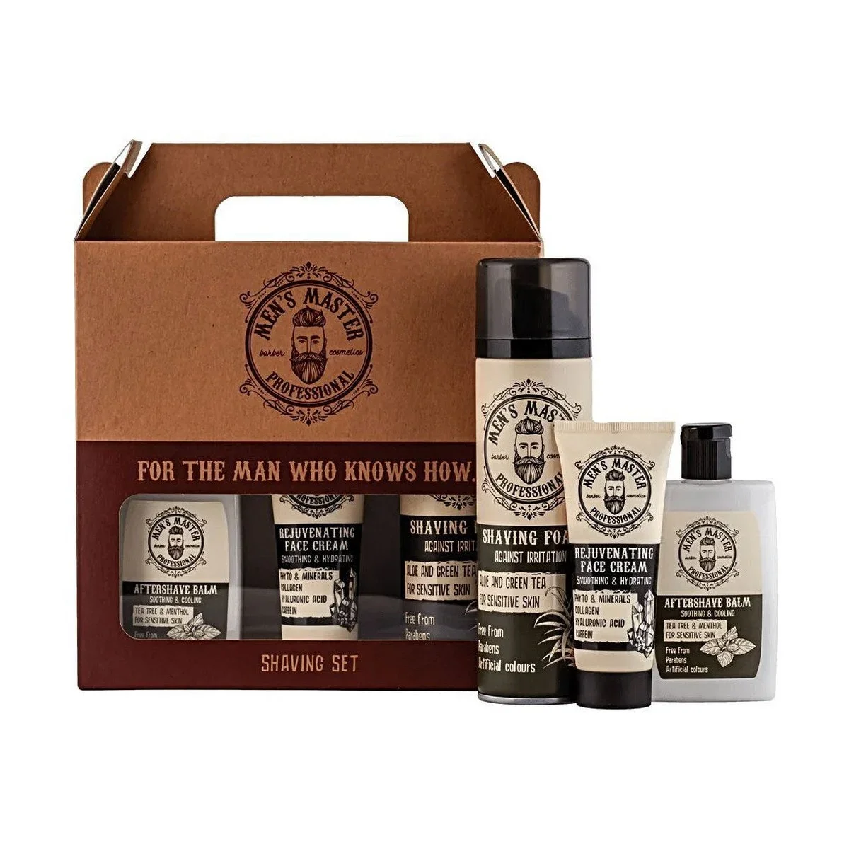 Giftset Shaving met Scheerschuim, Aftershave Balsem, Gezichtscrème - 395ml.webp
