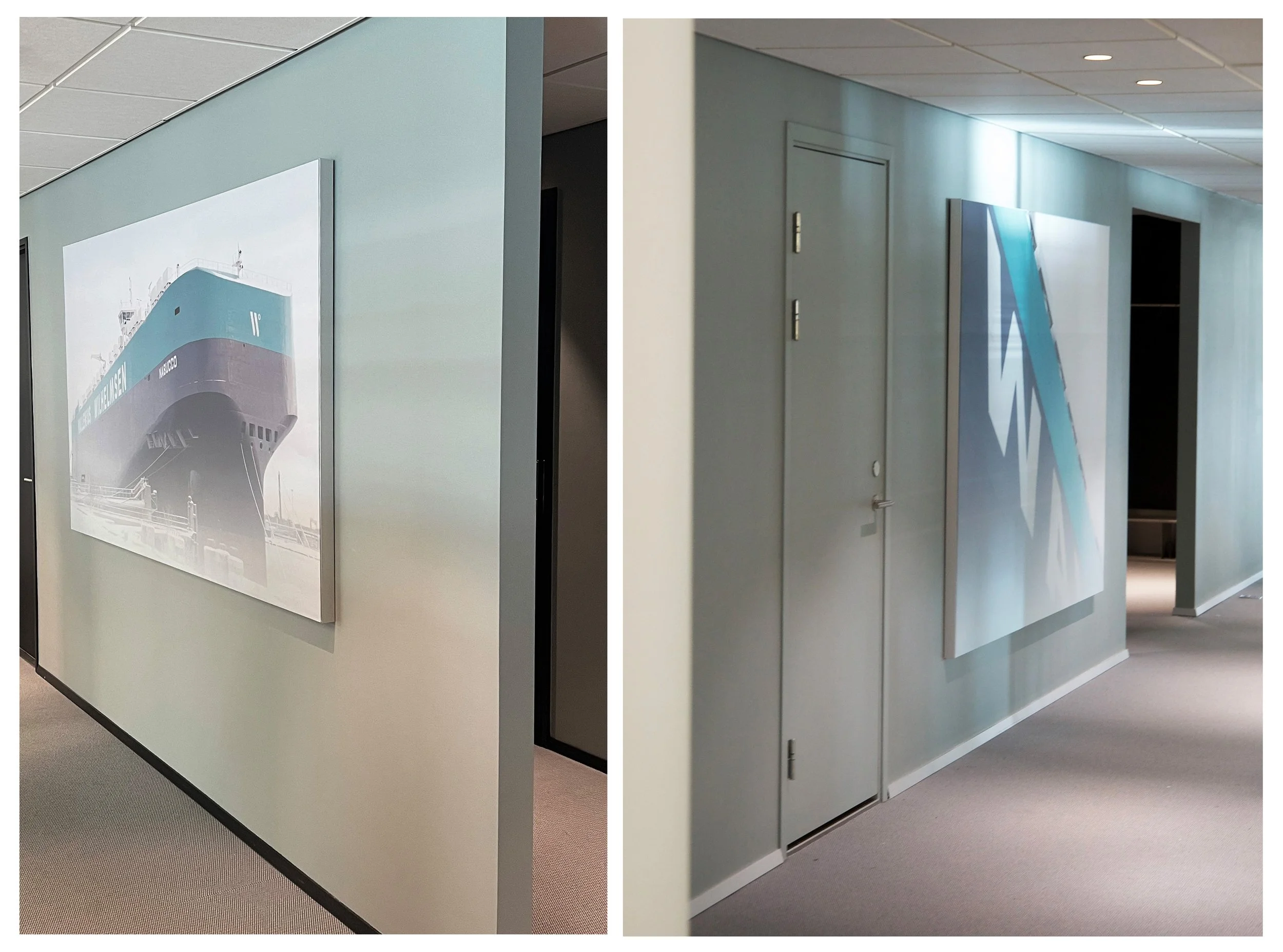 Photographs transferred onto large-scale micro-perforated acoustic canvas. 
Client: Wallenius Wilhelmsen ASA