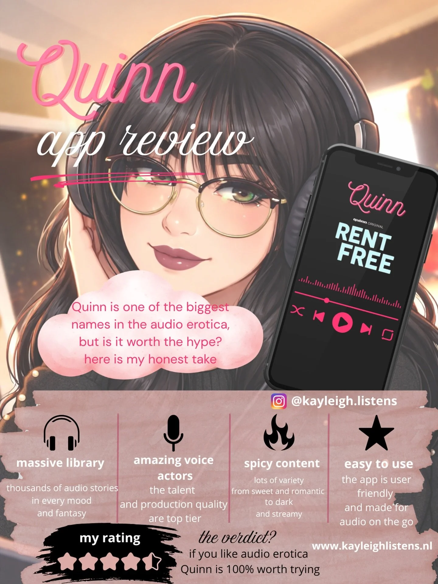 🎧✨ If you&rsquo;ve been curious about Quinn, consider this your sign to try it.

The voice acting, production quality, and huge variety of stories make it one of my favorite audio apps right now. Whether you&rsquo;re into sweet romance or something 