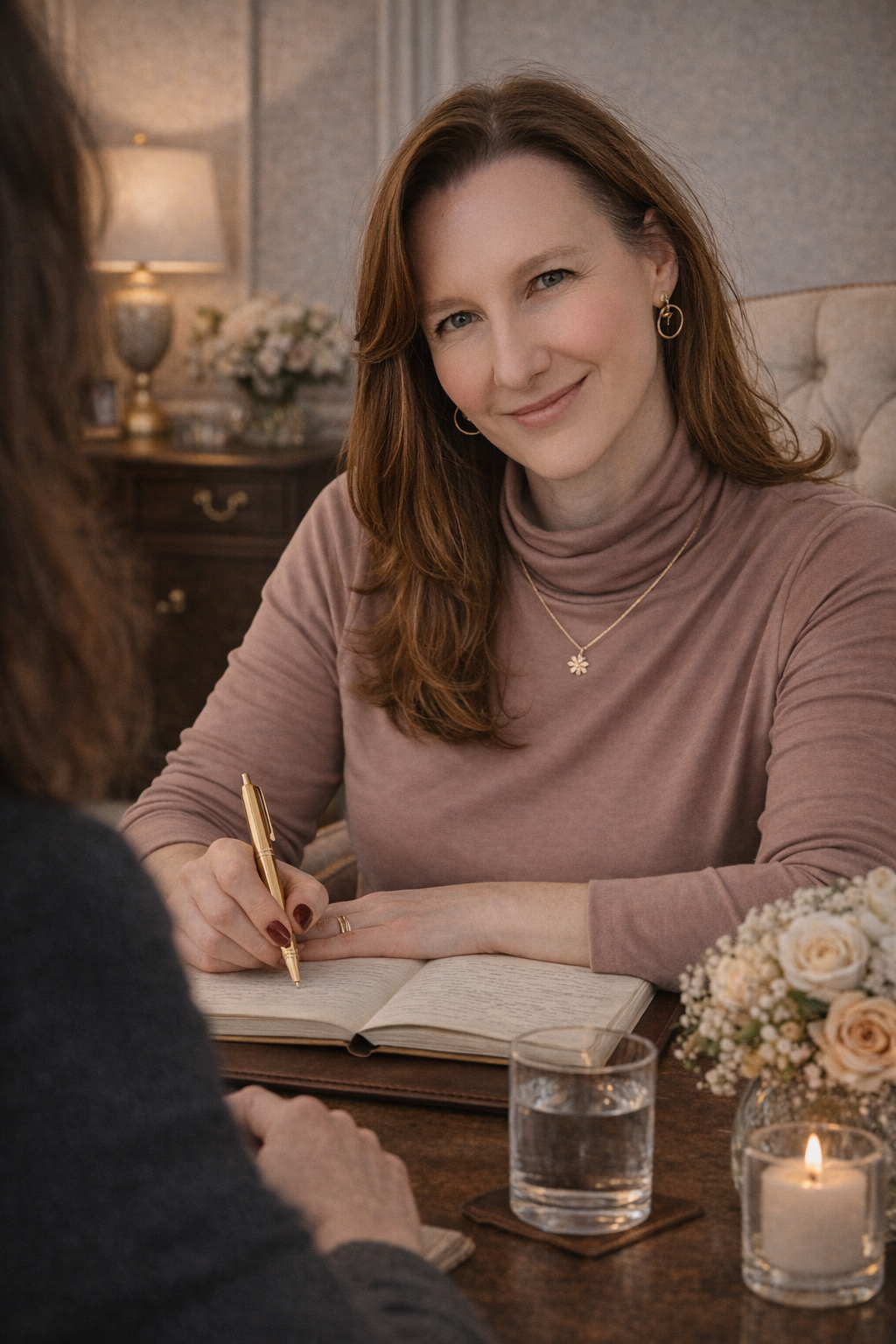 Maya Leela in a private advisory session with an succesfull female client