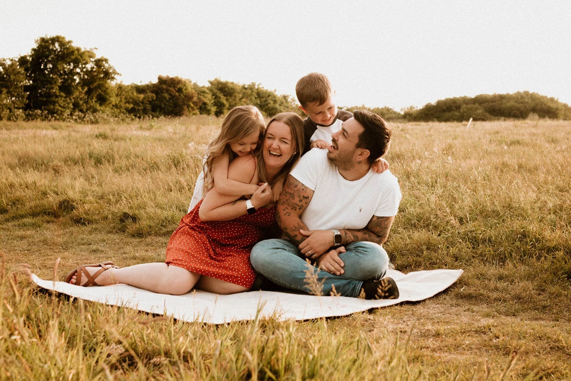 Children playing during an outdoor family photography session in Mississauga