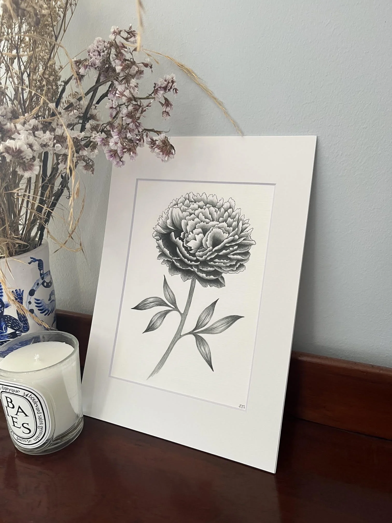Peony Mounted Print