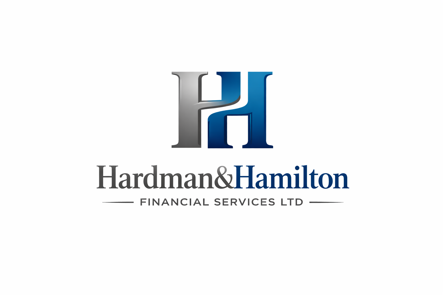 Hardman & Hamilton Financial Services Ltd logo featuring stylized overlapping H and H initials in silver and blue colors.