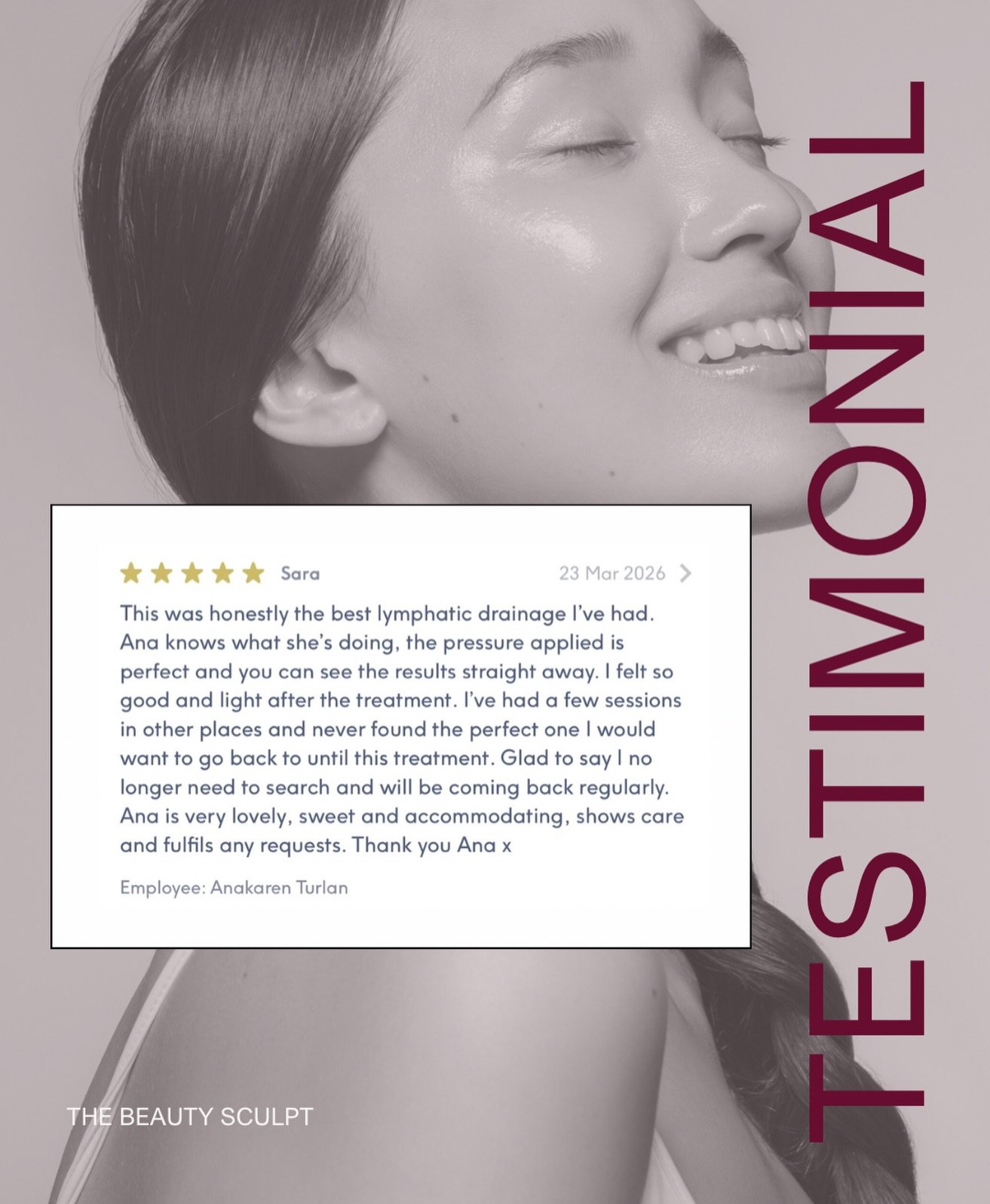 Nothing means more than a happy client ✨
I&rsquo;m so grateful for reviews like this. Hearing that my client felt lighter straight away and saw visible results after her lymphatic drainage treatment means everything to me.

At The Beauty Sculpt in No