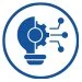 Icon of a light bulb with gears and circuit lines, representing innovation or ideas in technology.