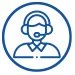 Icon of a person with headphones and microphone, representing customer support or communication.