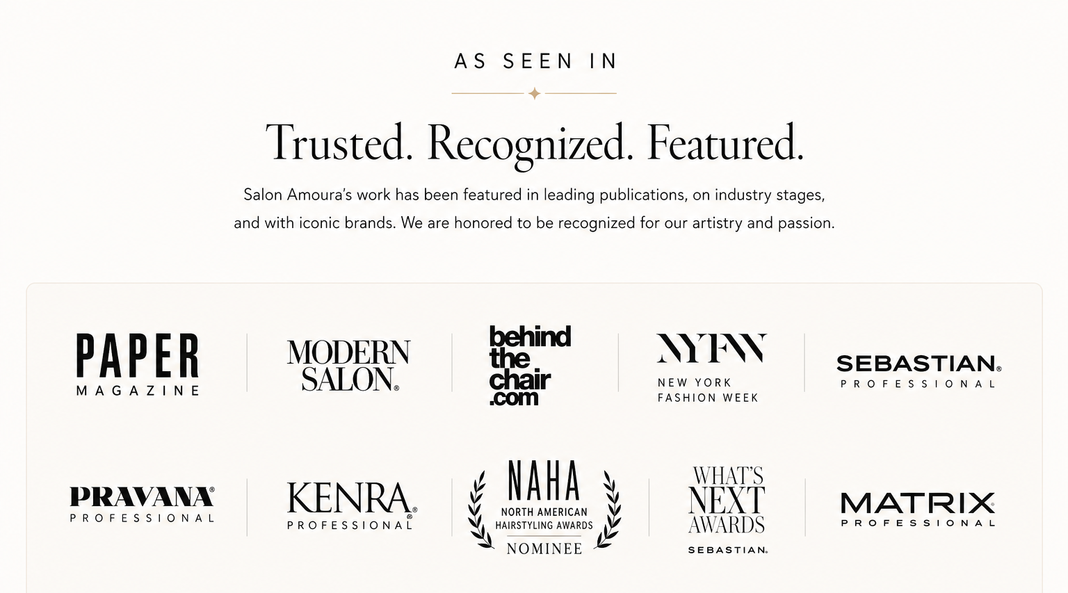 Amoura salon has been featured in many publications world wide