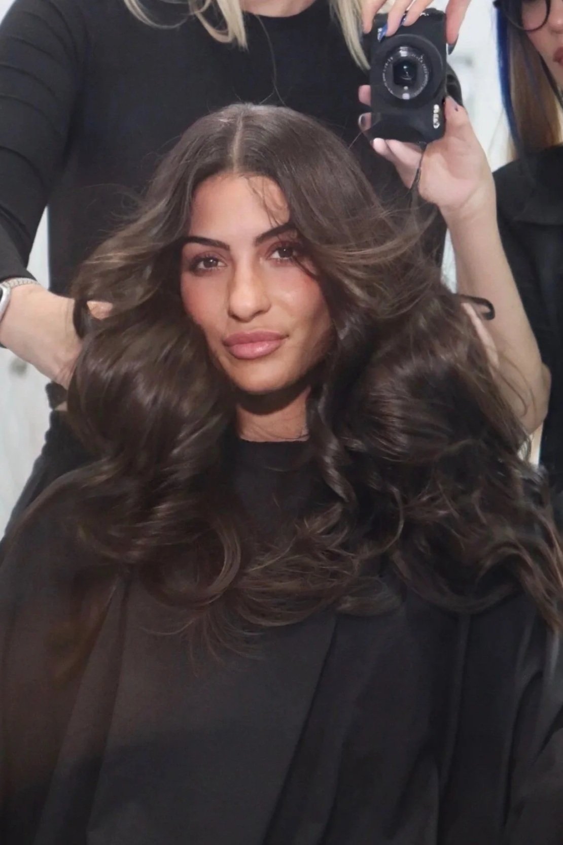 one row of rich brown extensions and soft baby lights done at Salon Amoura in orlando fl