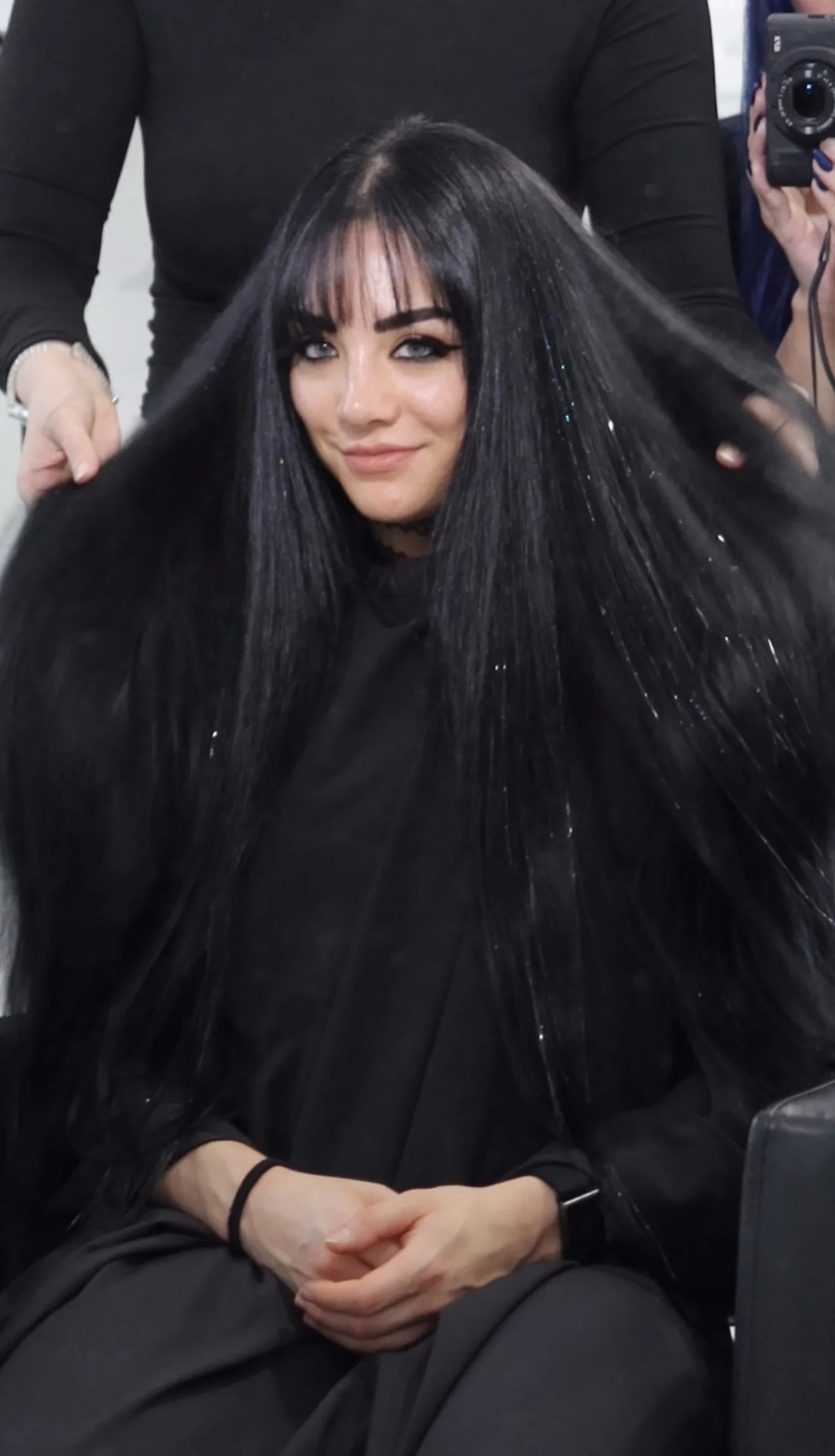 Hair color and extensions preformed at Salon amoura near ucf, downtown Orlando, Avalon park, Waterford lakes, and oviedo specializing in hand tied hair extensions hair tinsel on tatum paxley wwe