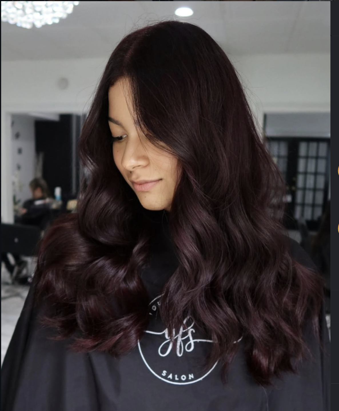 a rich violet brown by Salon Amoura, an Orlando hair salon specializing in custom color and luxury hair extensions near UCF and Waterford Lakes.