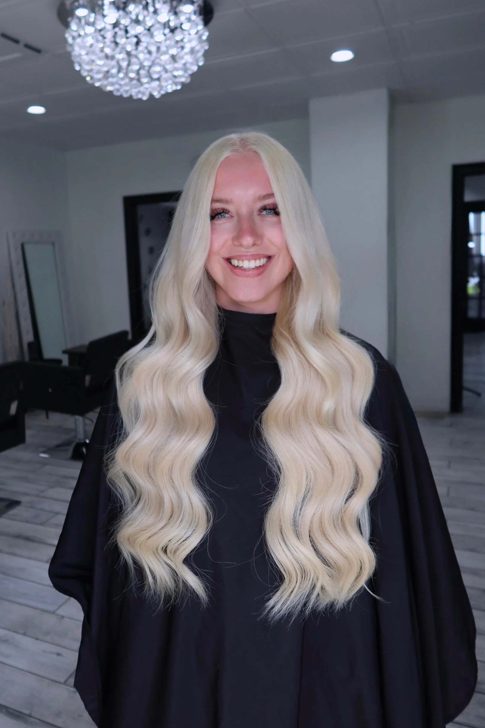 Hair color and extensions preformed at Salon amoura near ucf, downtown Orlando, Avalon park, Waterford lakes, and oviedo specializing in hand tied hair extensions 24 inch hair extensions