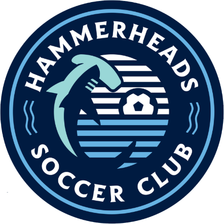 Logo of Hammerheads Soccer Club with a hammerhead shark and a soccer ball.