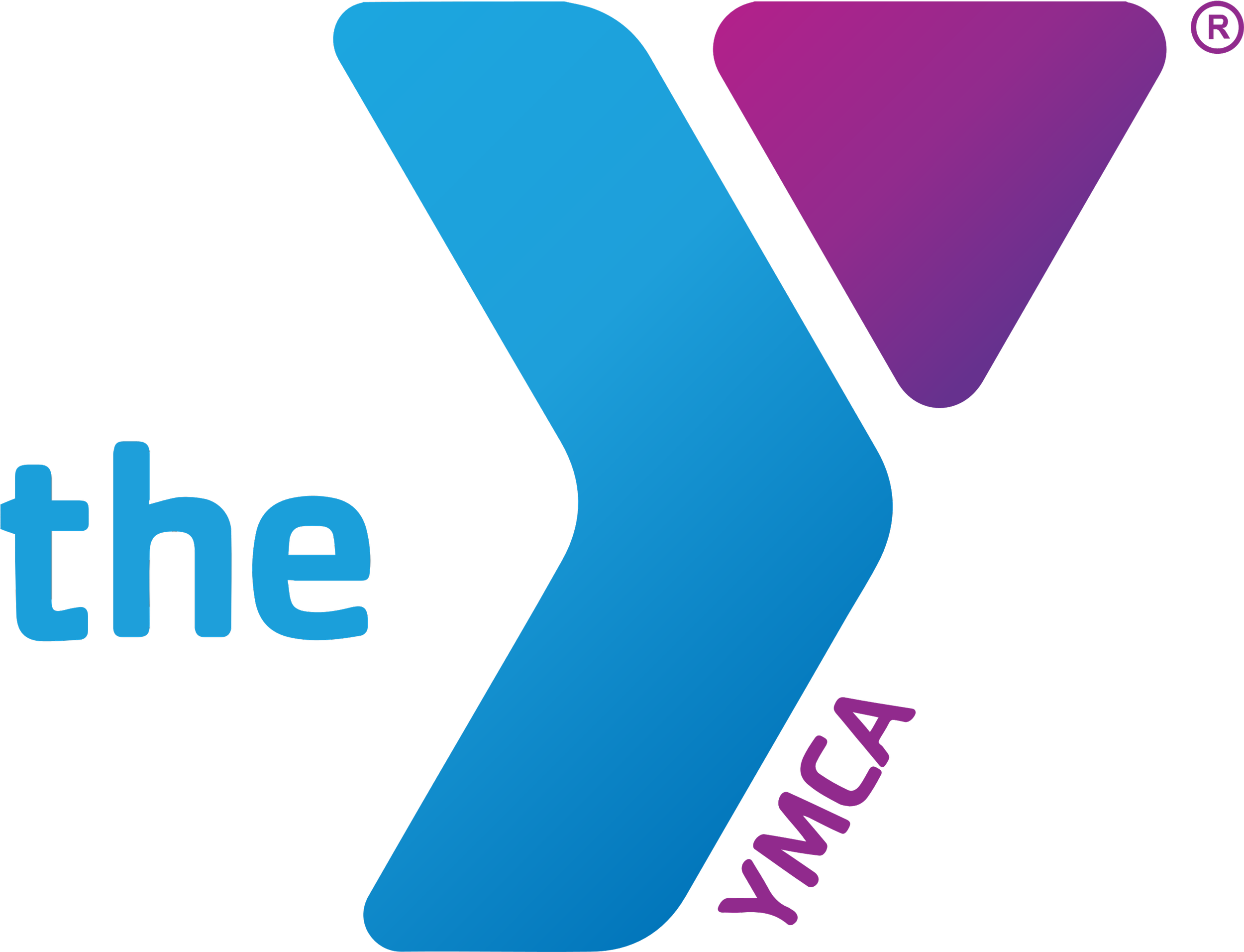 The logo of the YMCA with a large blue Y and the words 'the YMCA' in purple and blue text.